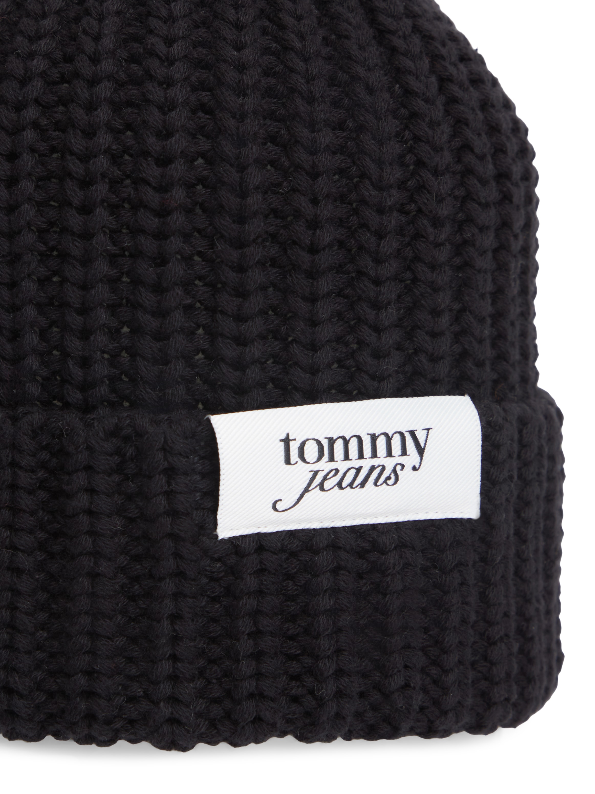 Tommy Jeans Beanie »TJW SCRIPT« aus grobem Rippstrick mit Logo-Label
