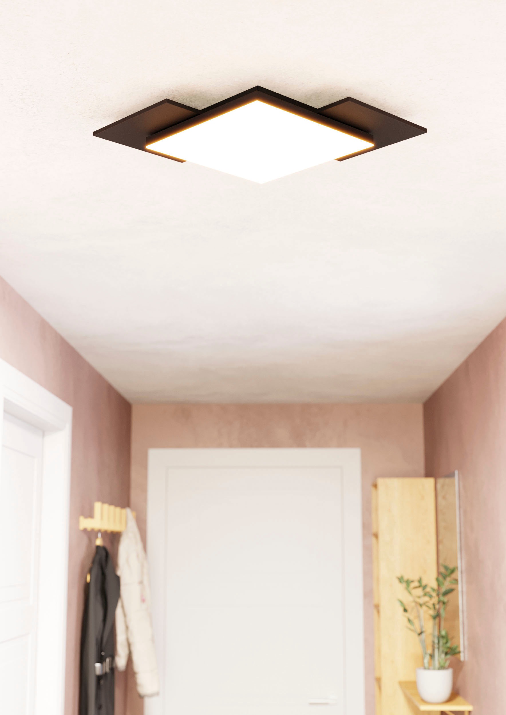 EGLO Deckenleuchte »TAMURIA«, Leuchtmittel LED-Modul | LED fest integriert, Deckenleuchte in schwarz und braun aus Stahl, Holz - 10,8W - Warmweiß