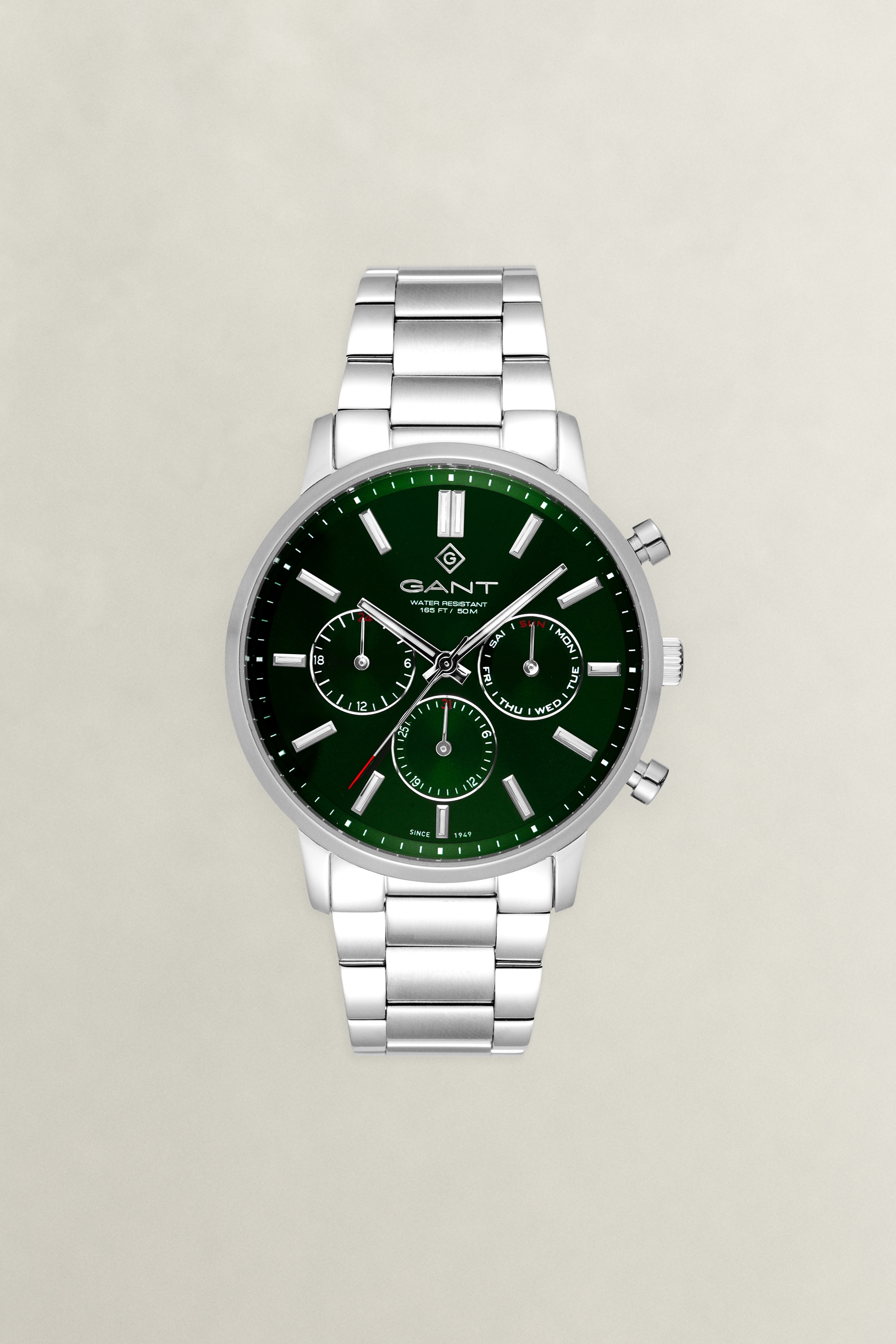 Gant Quarzuhr »Easthill Day-Date« Armbanduhr, Herrenuhr, Edelstahlarmband, analog, Tag, Wochentag