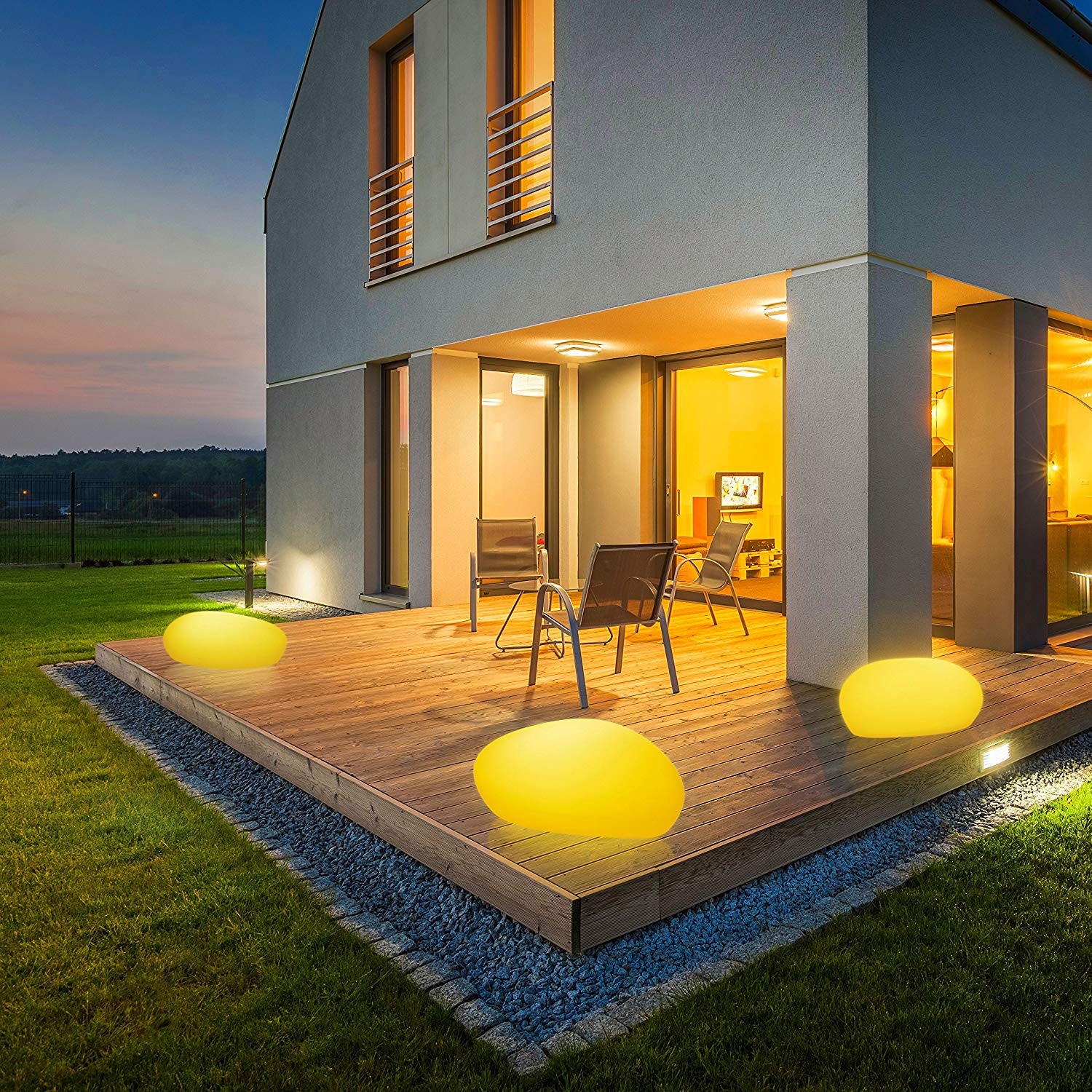 my home LED Solarleuchte »Elowyn, LED-Solar Steinleuchte 50 cm« LED-Modul 1 Stk. RGB | Warmweiß mit Erdspieß