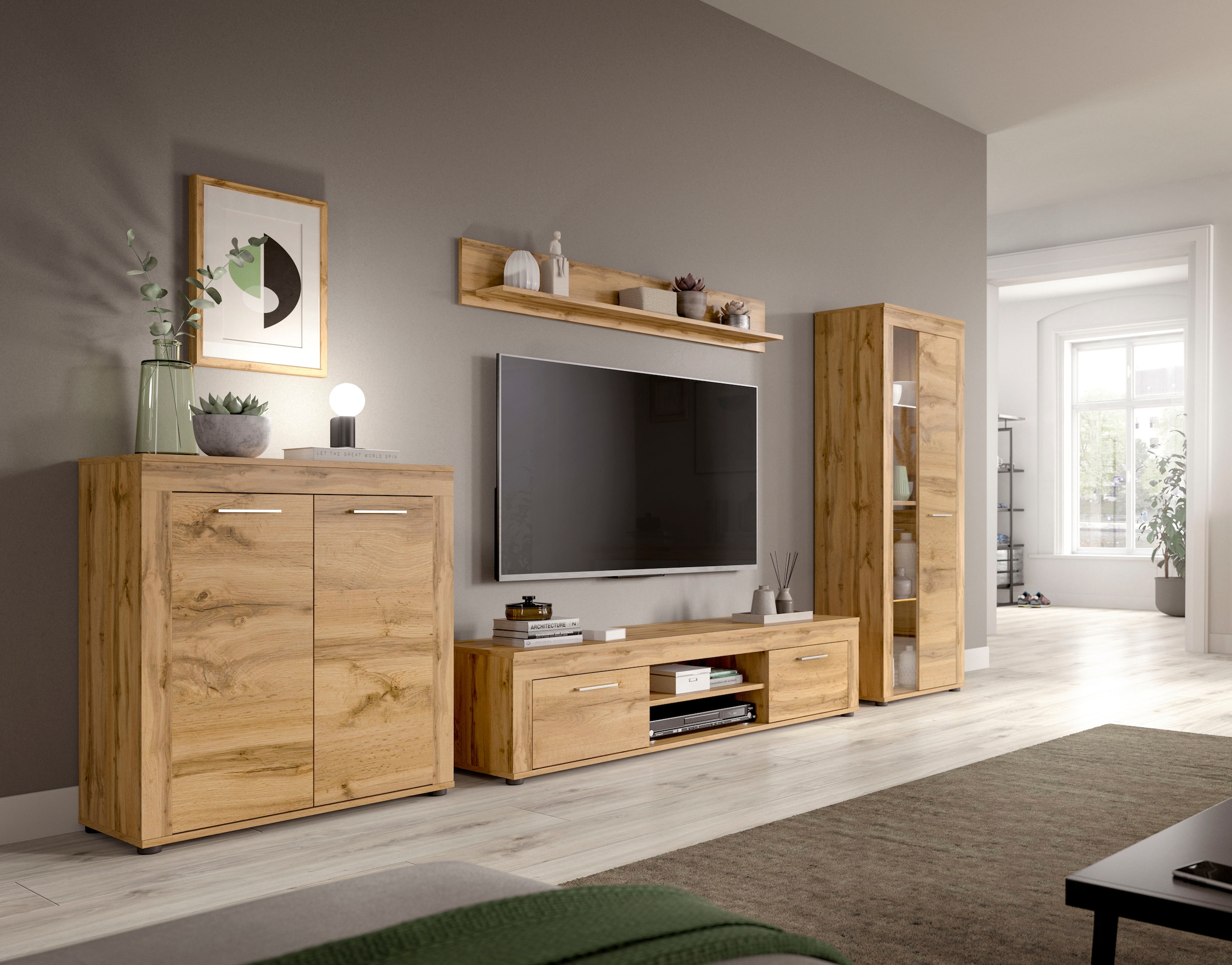 Home affaire Wohnwand »Aosta, Breite 255cm, bestehend aus Highboard, Lowboard, Wandboard« 3 Stk. tlg.