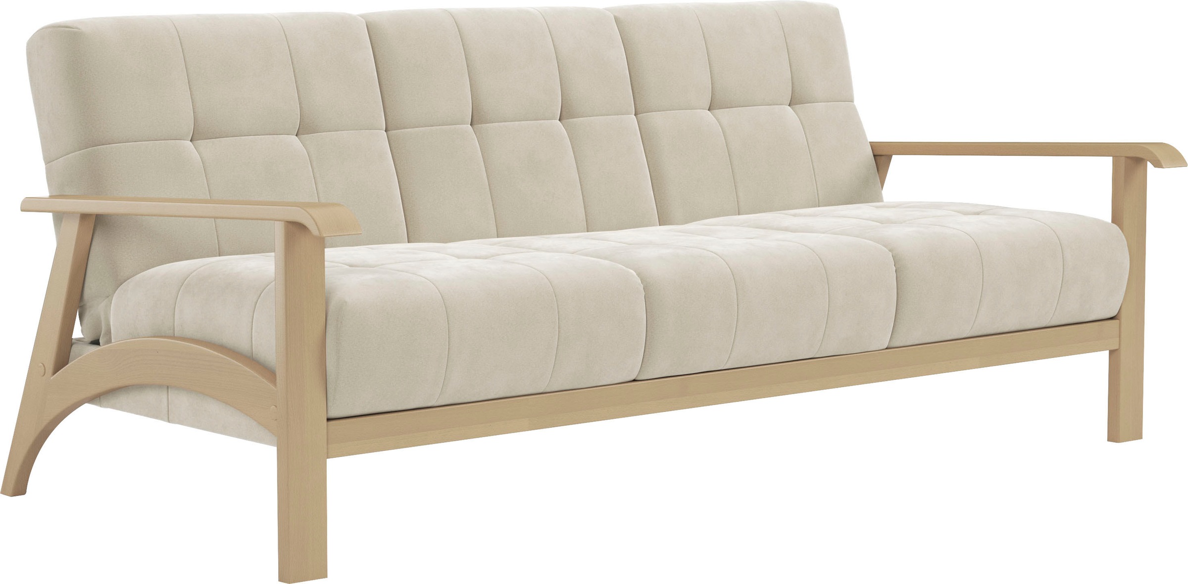 sit&more 3-Sitzer »Billund«, Armlehnen aus Buchenholz in natur, verschiedene Bezüge und Farben
