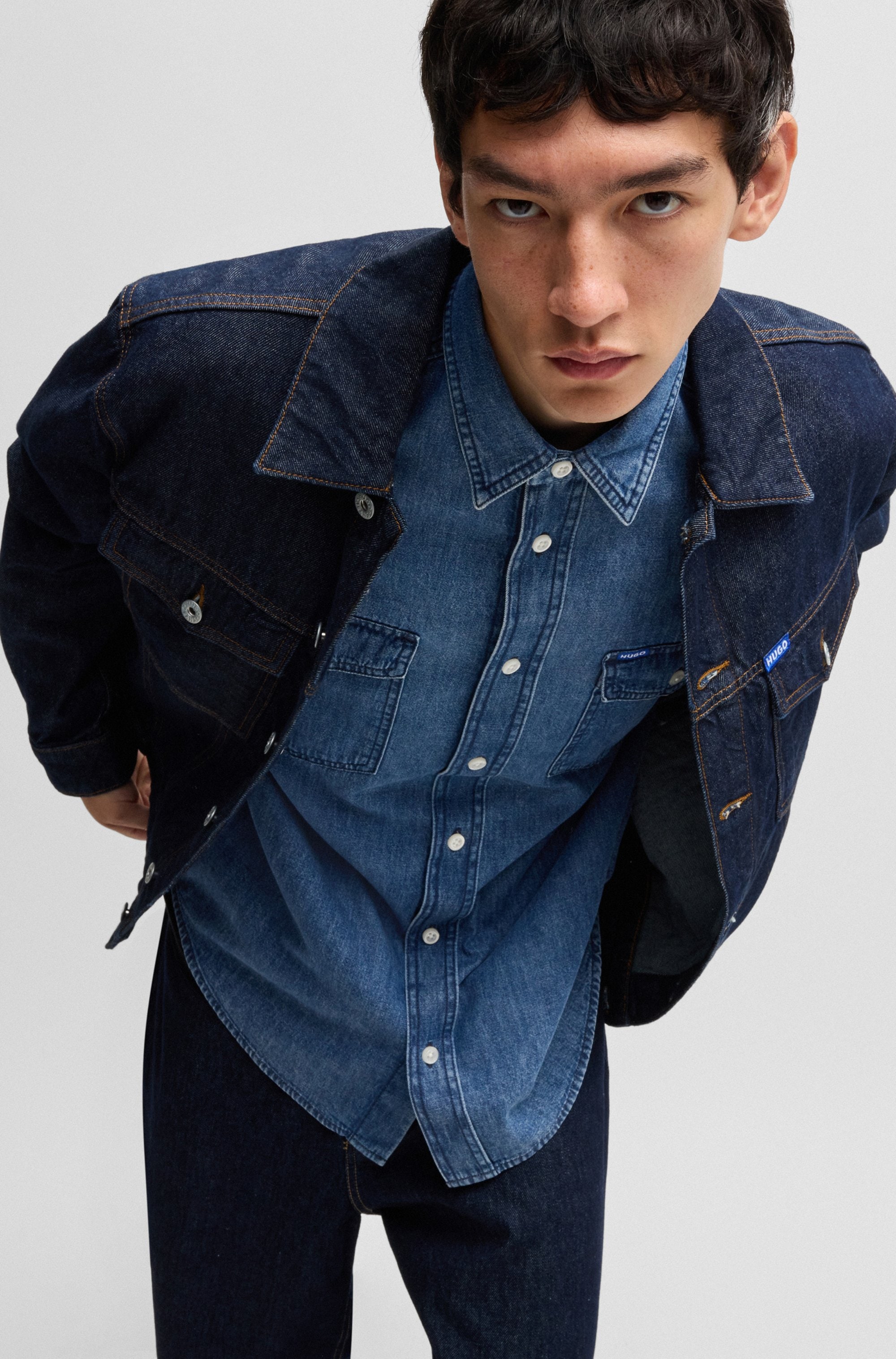 HUGO Blue Jeanshemd »Ebino«, in cooler Waschung