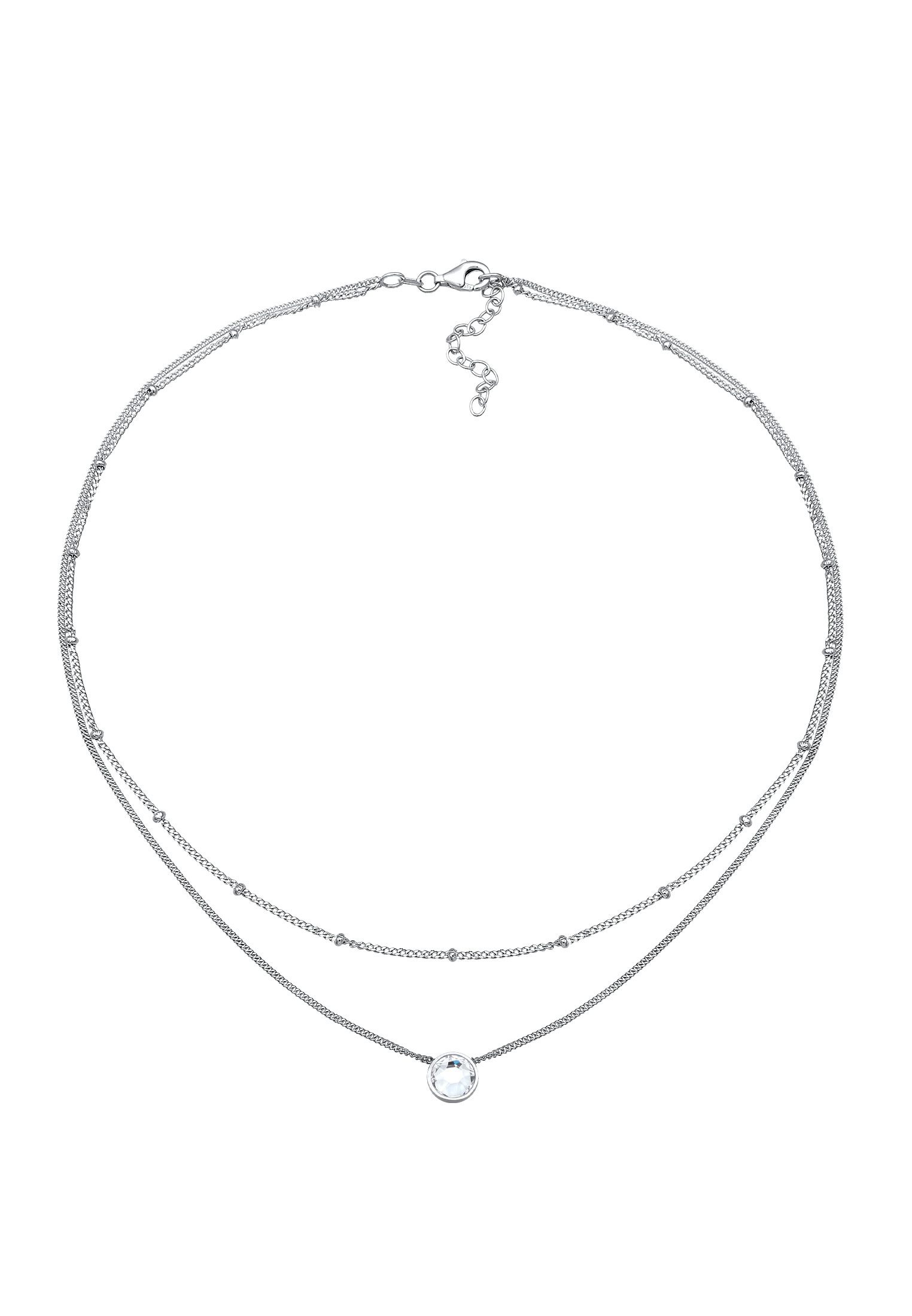 Elli Silberkette »Halskette Choker Layer Kristall Kugelkette 925 Silber«