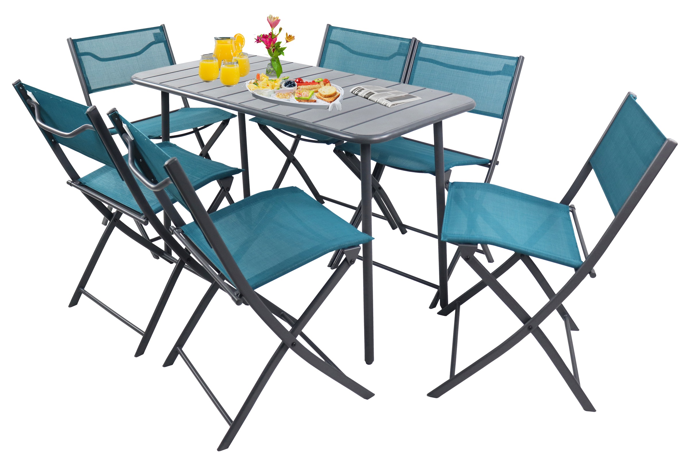 VCM Garten-Essgruppe »VCM 7-tlg Gartenmöbel Set | Sitzgruppe Essgruppe | 1xTisch, 6x Stühle | Tisch Maße ca. H. 72 x B. 110 x T. 55 cm | Klappbar | Garten Set - Sumila«, (7 tlg., Sumila)