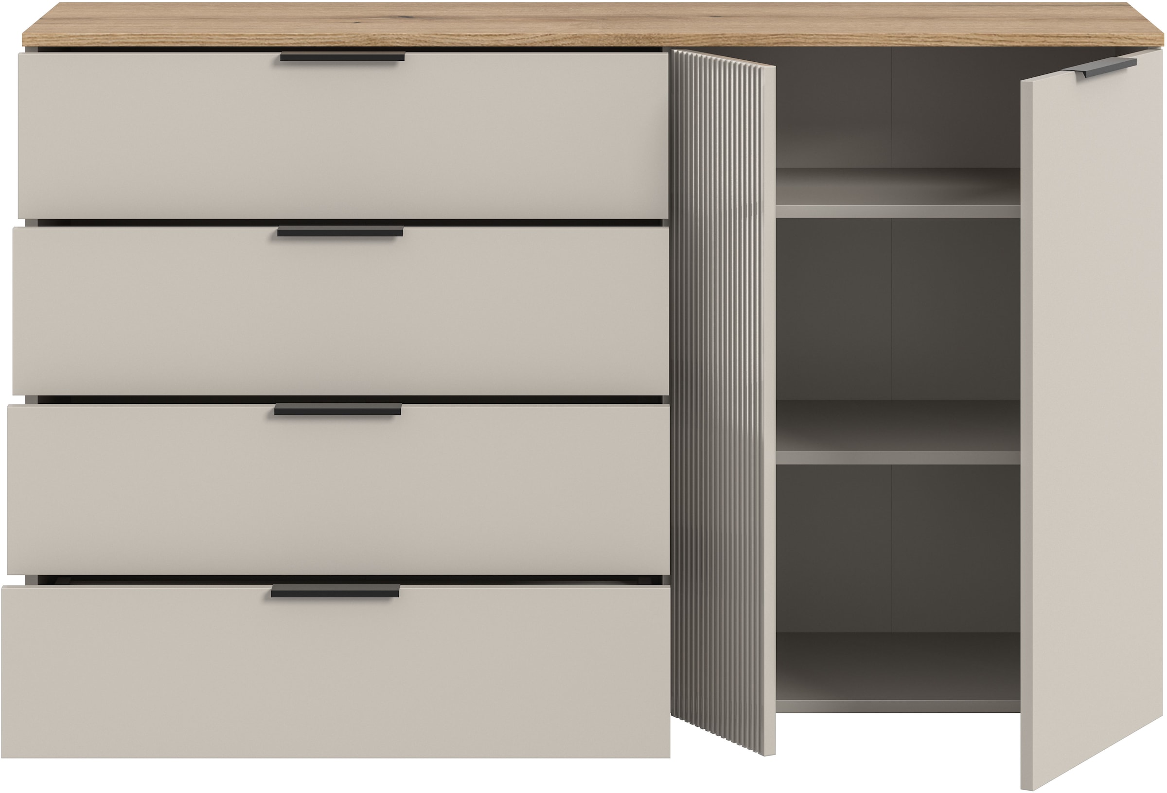 Home affaire Sideboard »EDIL, Breite 180 cm, 5 Türen, 1 Schubkasten, 5 Einlegeböden, 8 Fächer« Garderobenschrank, Schuhschrank, Schuhkommode, Kommode, Anrichte
