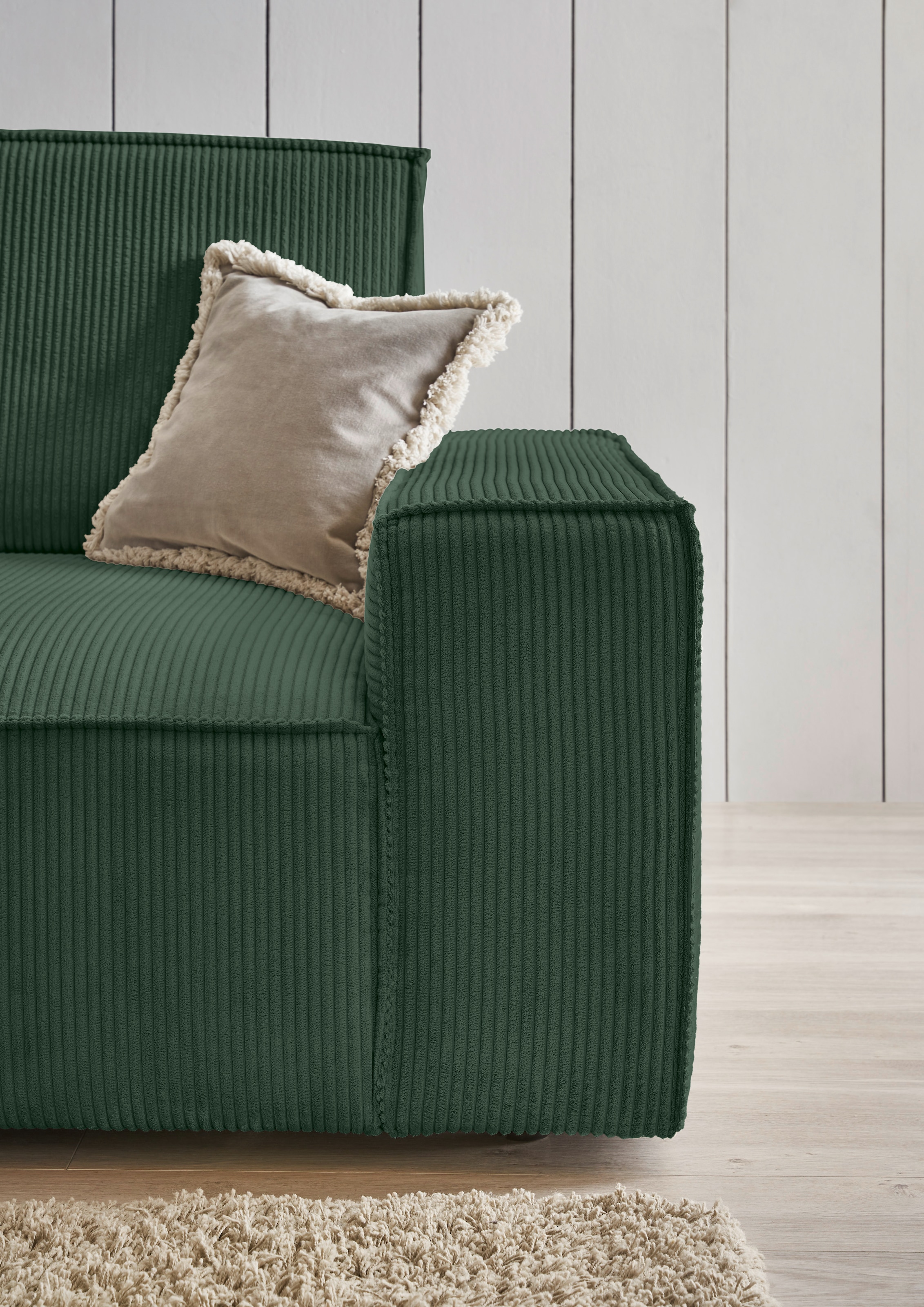 Home affaire Ecksofa »NEU: SHERWOOD XXL 284, Big-Sofa L-Form, tiefe Sitzfläche 95 cm, Cord«, Recamiere rechts/links, als Schlafsofa stellbar, Cord u. Leinenoptik