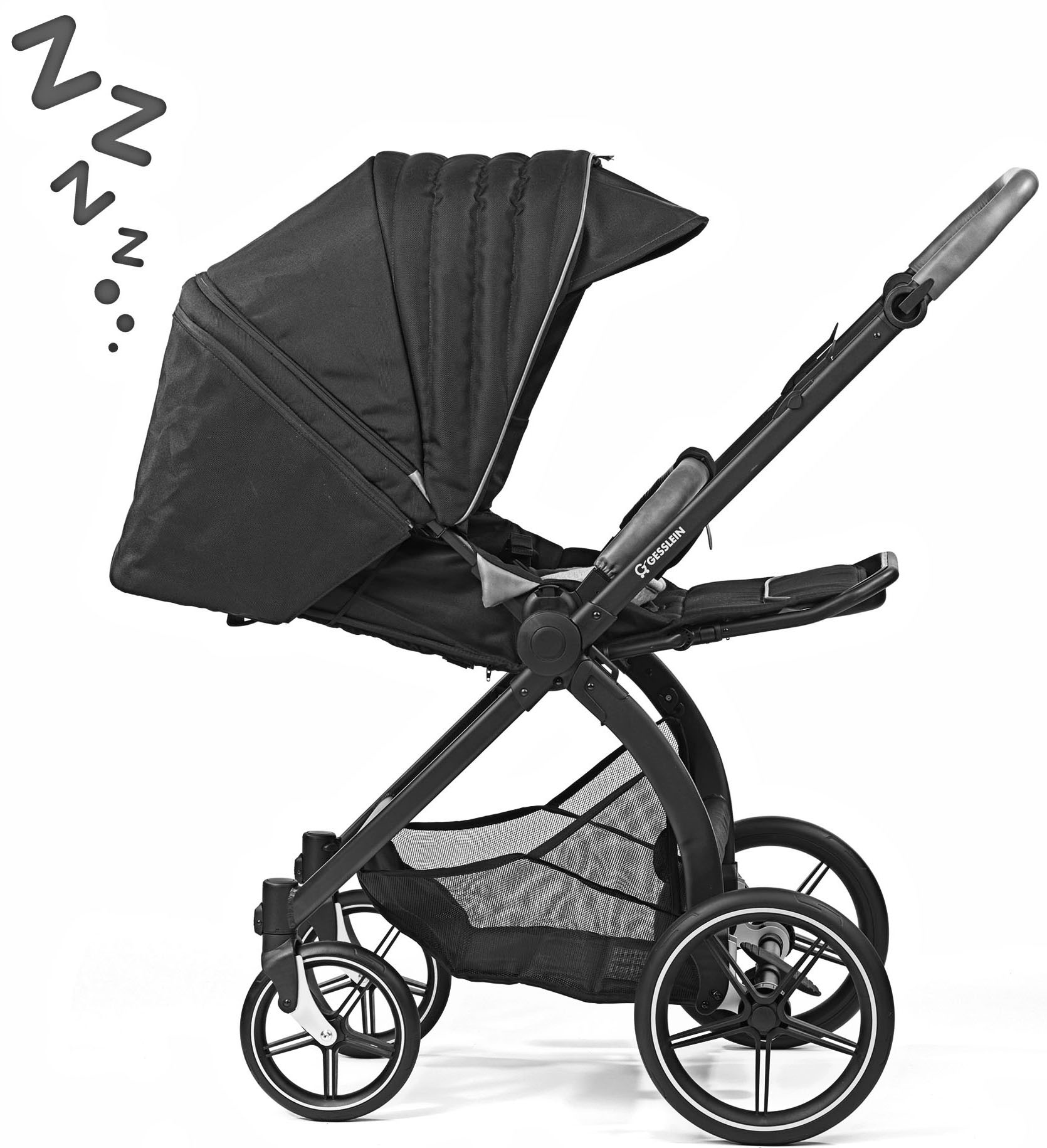 Gesslein Kombi-Kinderwagen »FX4 Soft+ mit Aufsatz Swing schwarz, sand«, mit Babywanne C3 und Babyschalenadapter