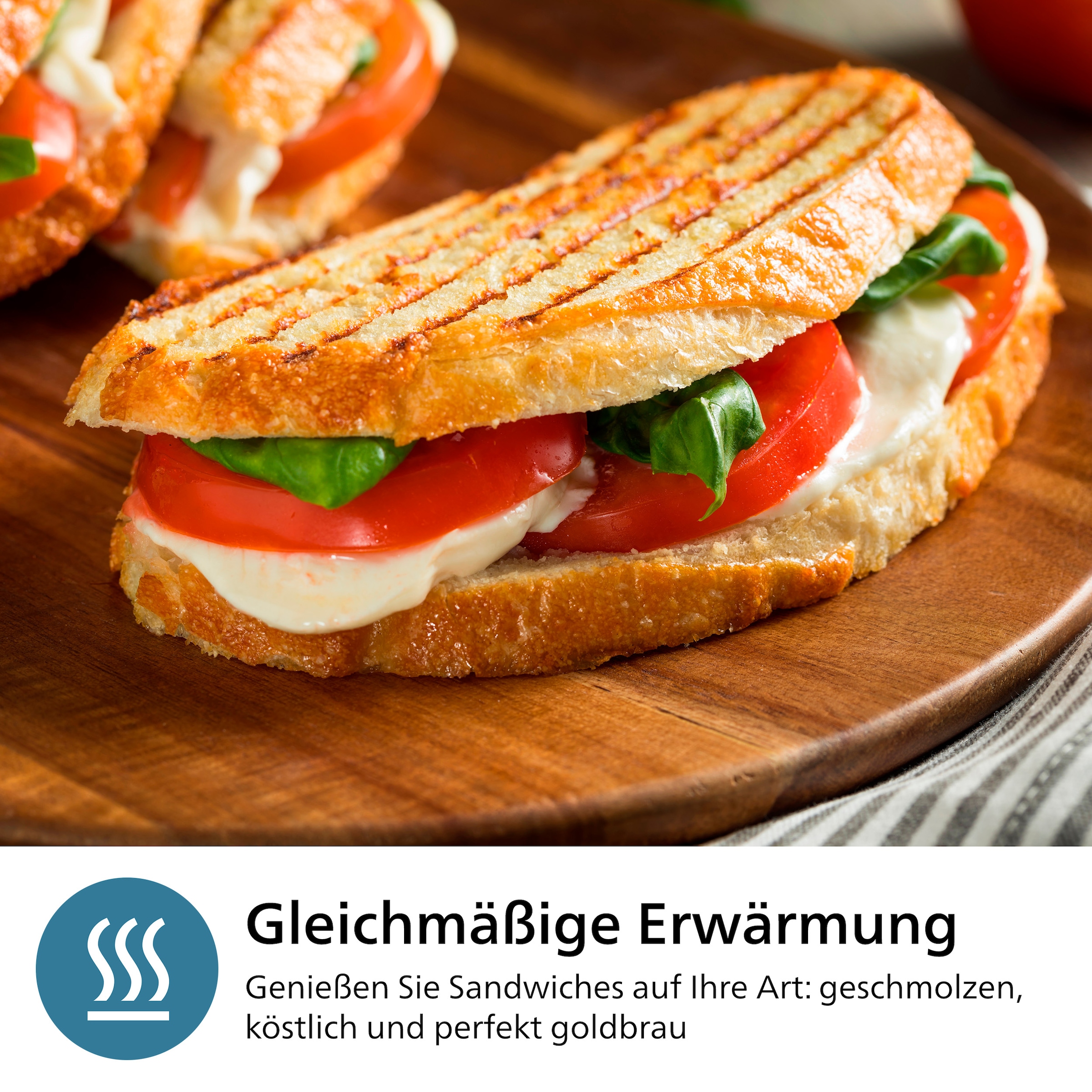 Philips Sandwichmaker »5000 Series HD2350/80, mit 3 austauschbaren Plattensätzen«, 750 W, gleichmäßiges Aufheizen, kompakte Aufbewahrung; Schwarz / Silber