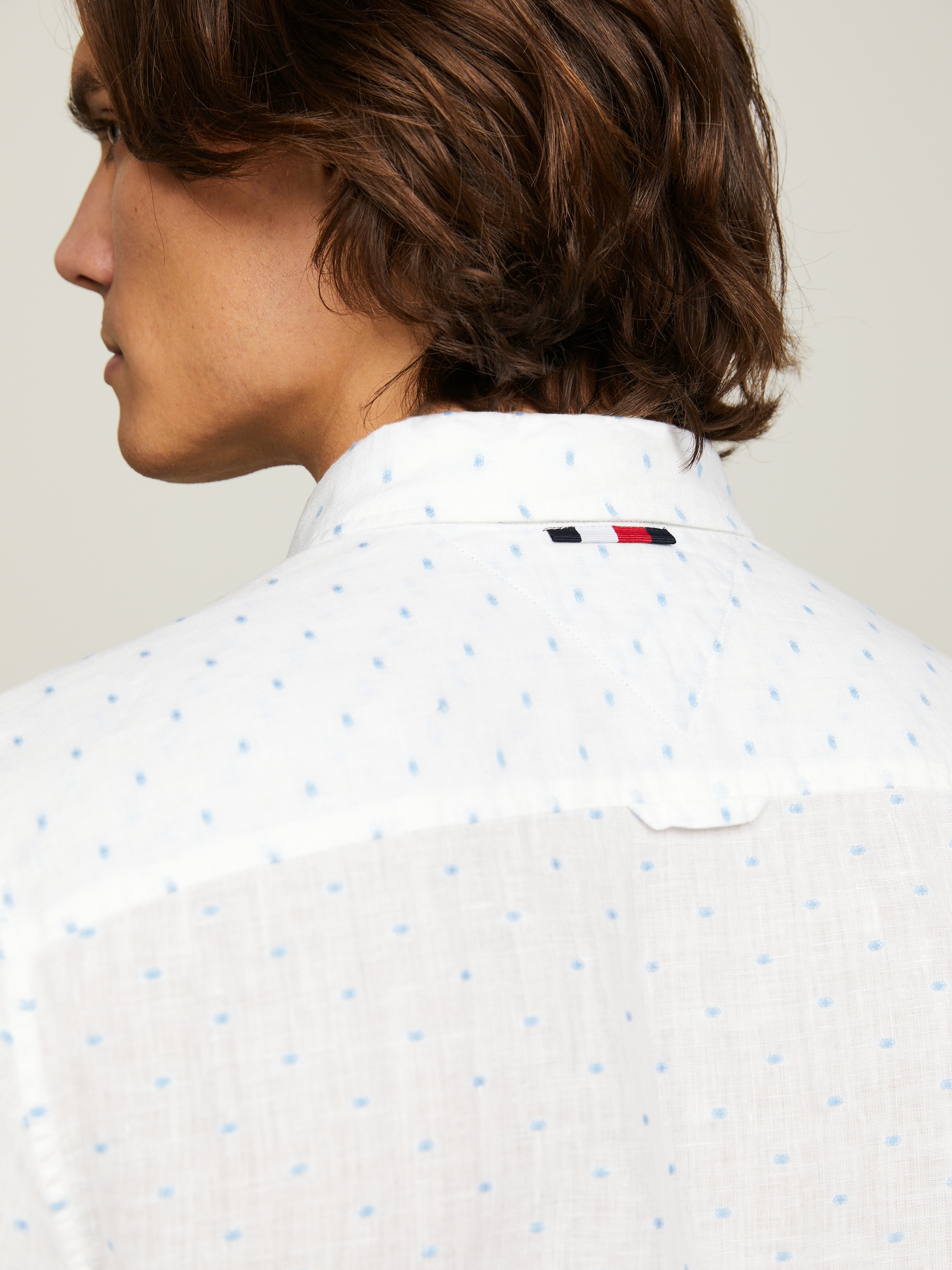 Tommy Hilfiger Langarmhemd »LINEN FIL COUPE SF SHIRT«, modisch gepunktet