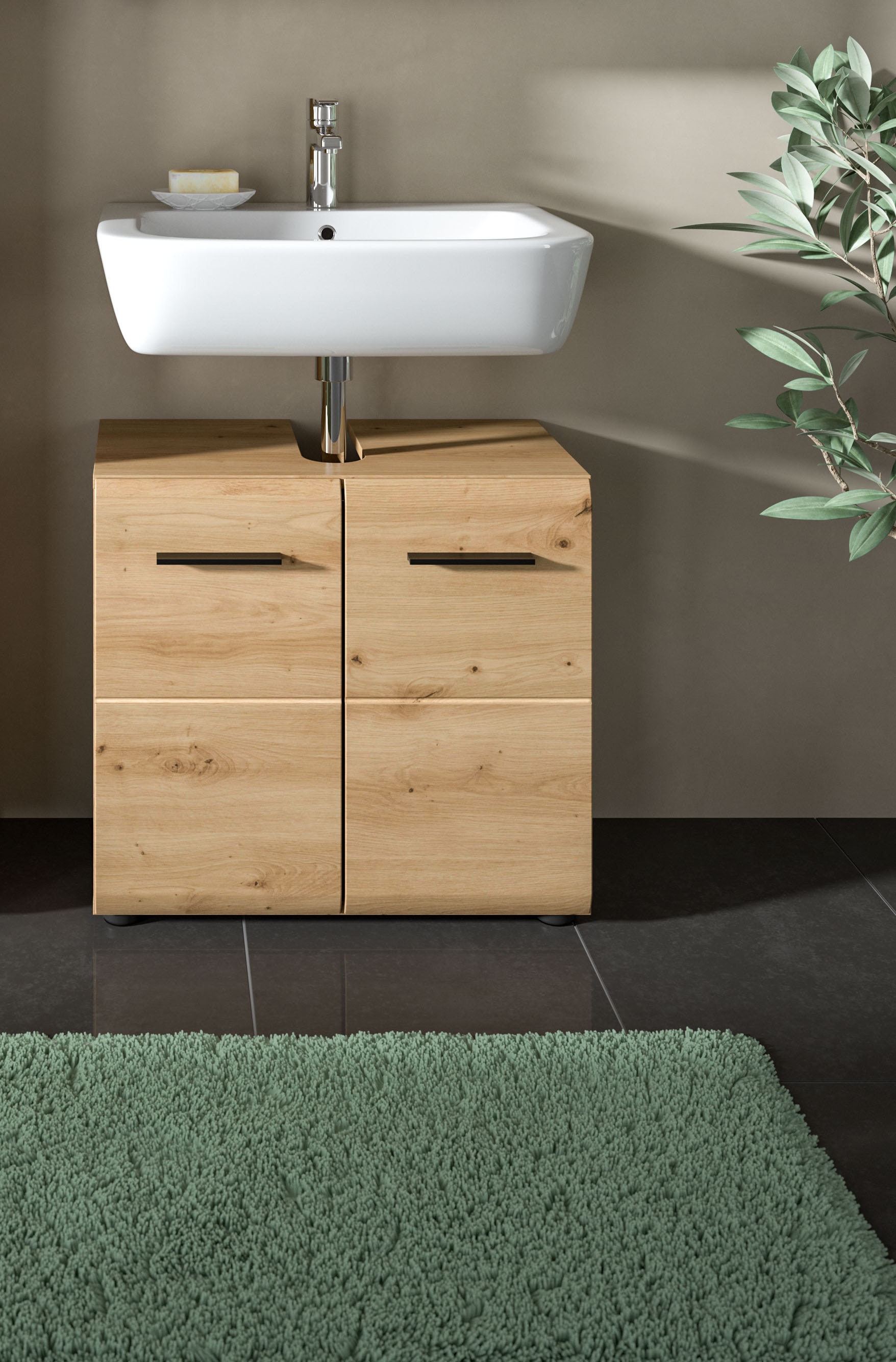 INOSIGN Waschbeckenunterschrank »FLORENZ, TOPSELLER!, Breite 60cm, 1 Einlegeboden, 2 Fächer«, (1 St., TOPSELLER!), mit Siphonausschnitt, Badmöbel, Badschrank, Schrank, Kommode, Bad