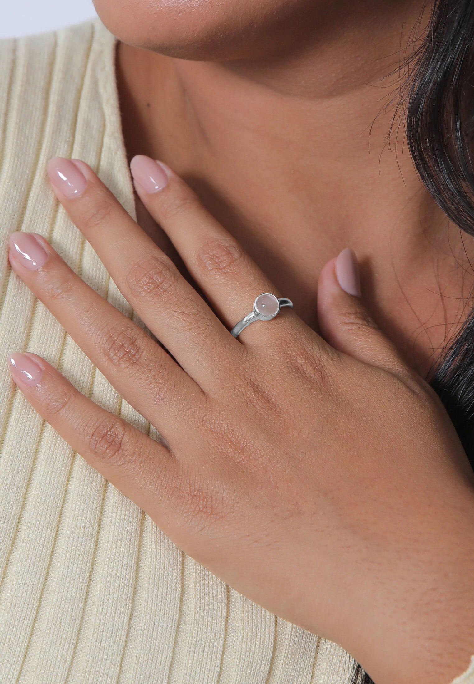 Elli Silberring »Ring Solitär Edelstein Mondstein Pastell 925 Silber«