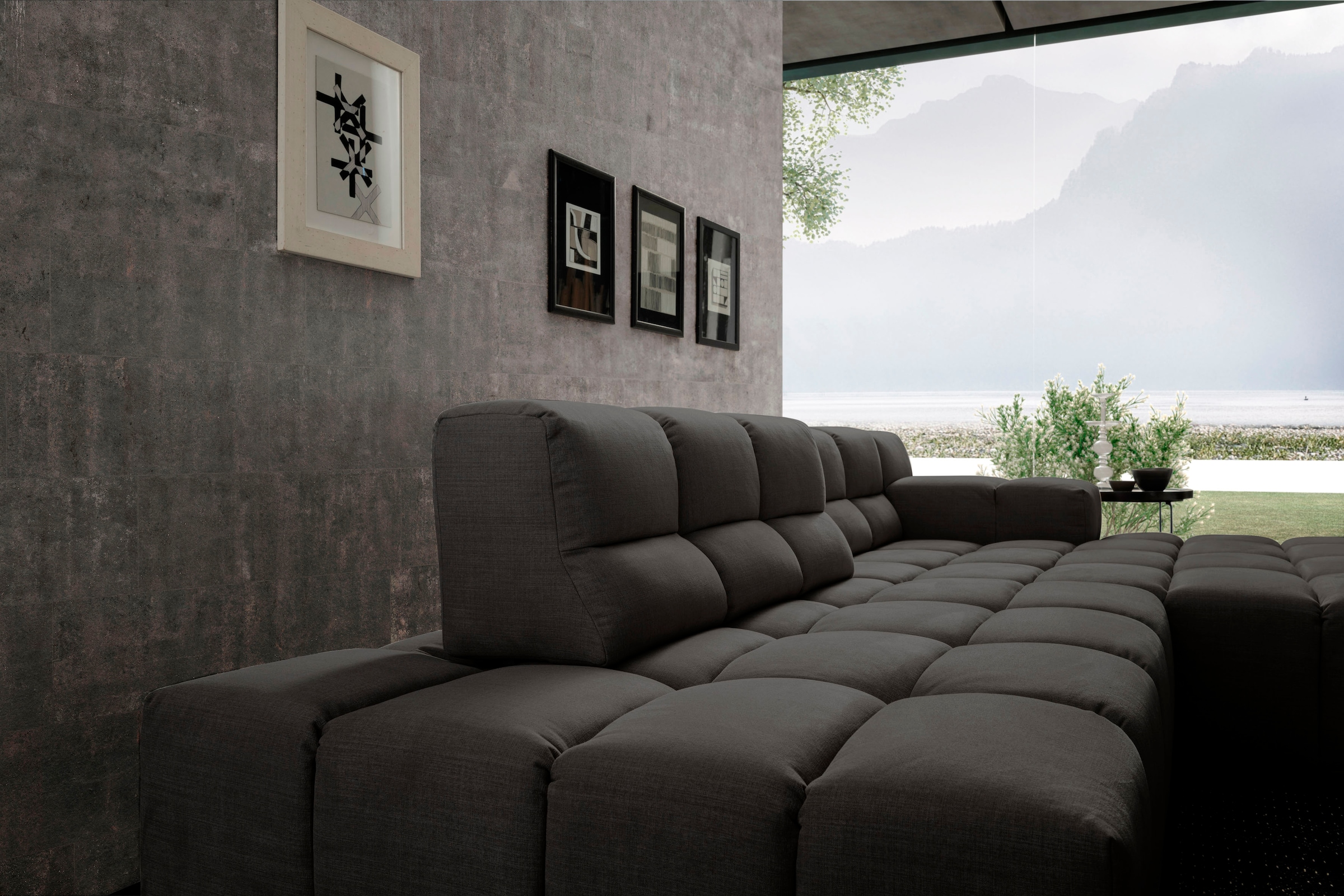 designwerk Ecksofa »Temple, Designsofa trifft hohen Sitzkomfort, L-Form« mit Sitztiefenverstellung