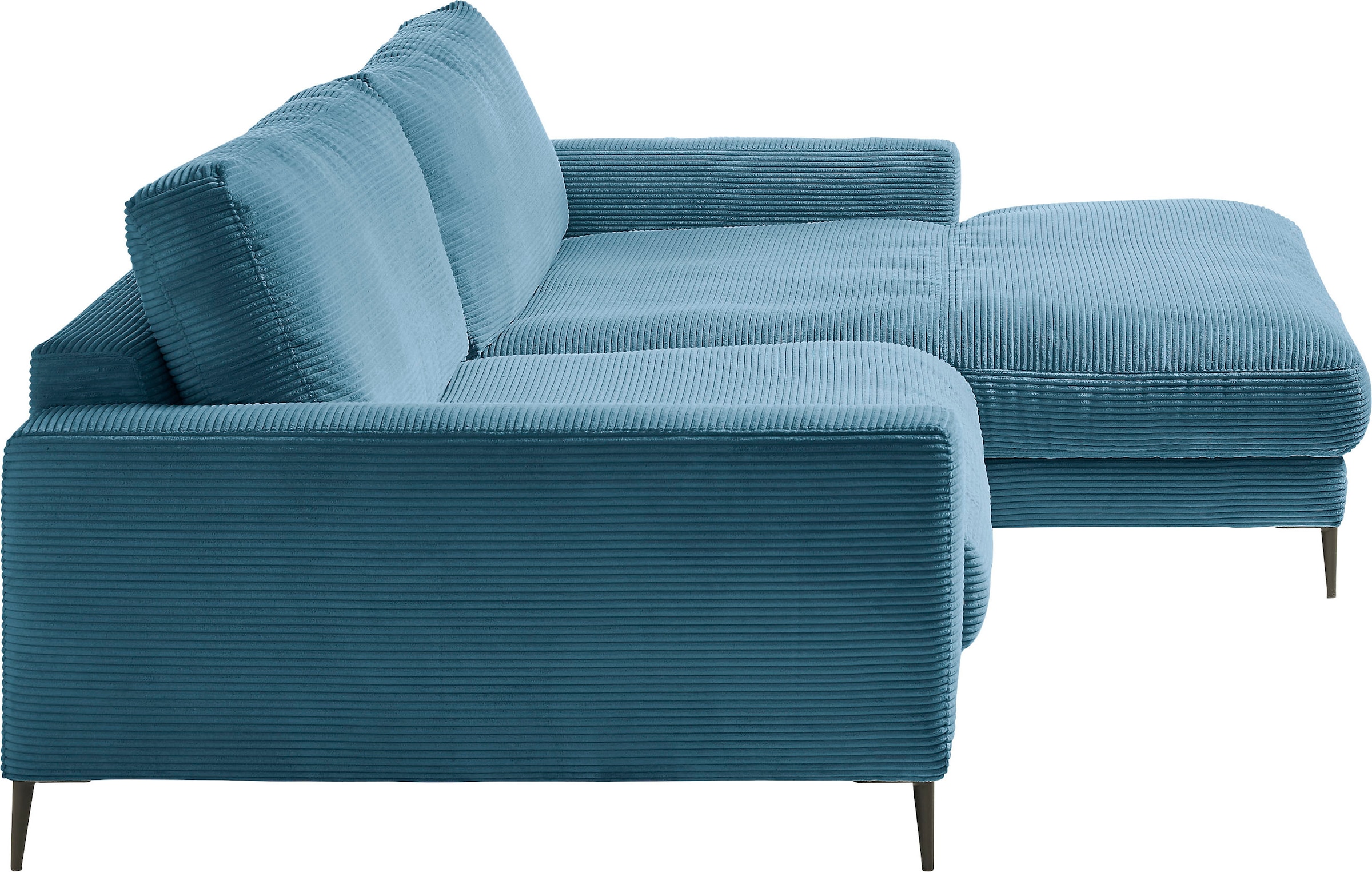 INOSIGN Ecksofa »Downtown, B/T/H: 272/190/84 cm L-Form«, weicher Sitzkomfort auch in Cord und Bouclé, incl. Zierkissen