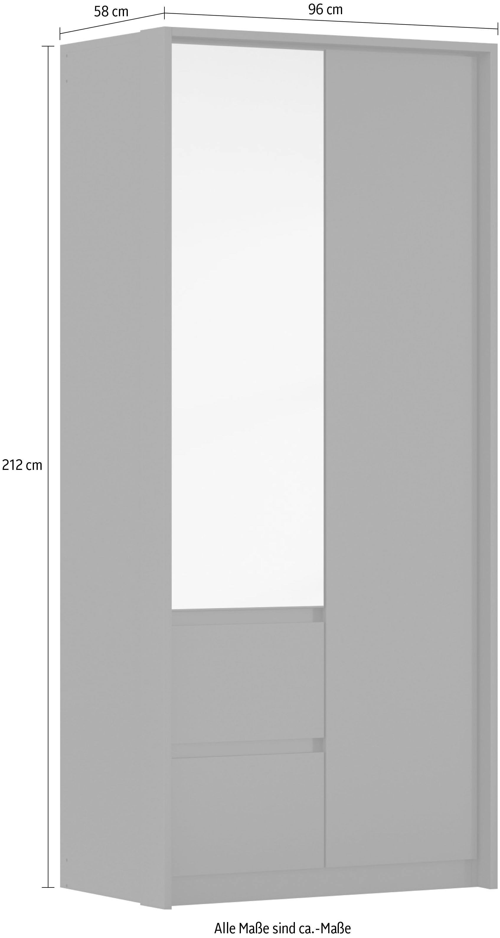 rauch Drehtürenschrank »Mainz mit Spiegel und Passepartout« optional mit Beleuchtung, Außentüren mit Push-to-Open Funktion