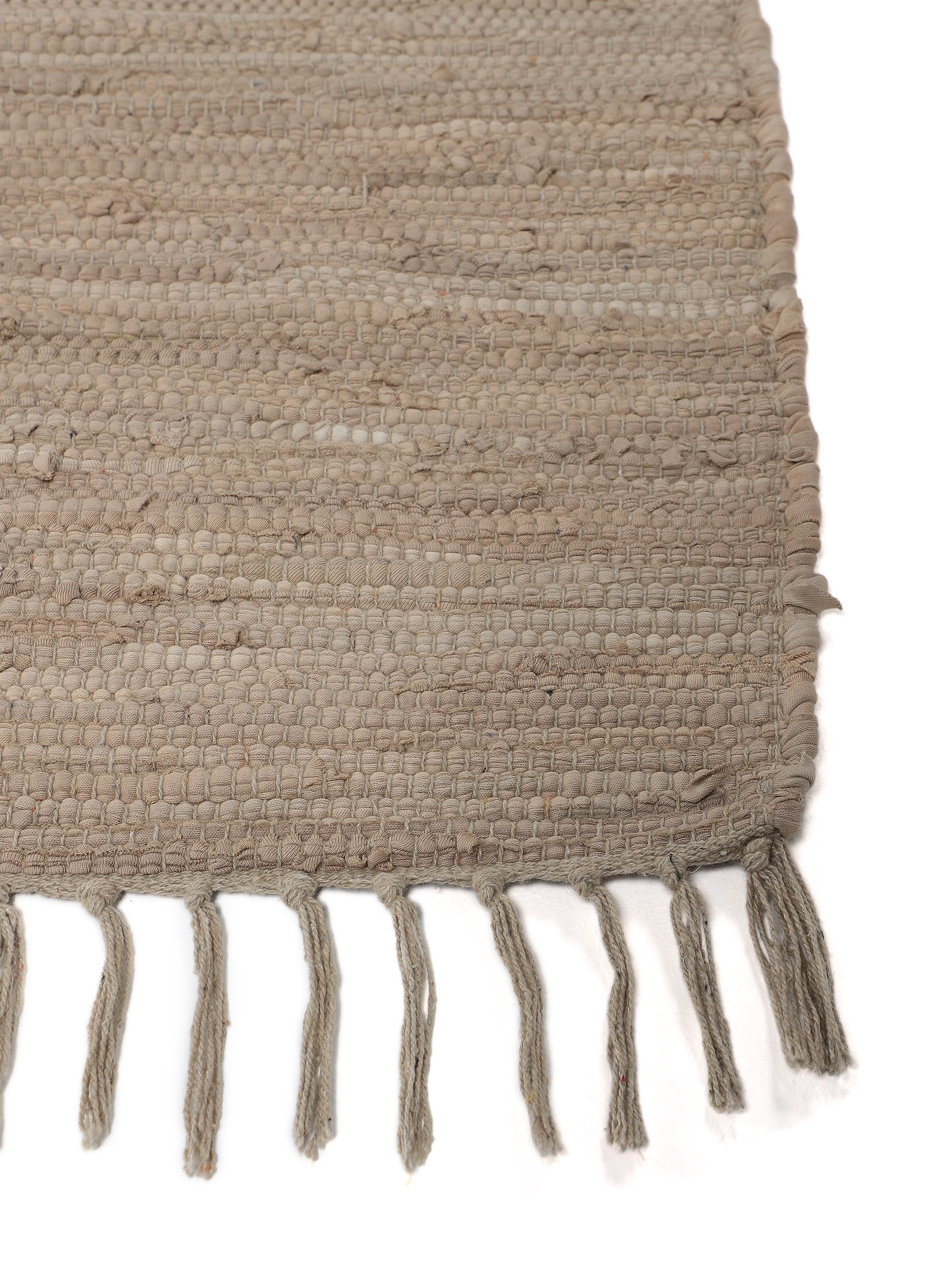 carpetfine Teppich »Kelim Chindi uni«, rechteckig, 5 mm Höhe, Wendeteppich, reine Baumwolle, handgewebt, Uni-Farben, mit Fransen