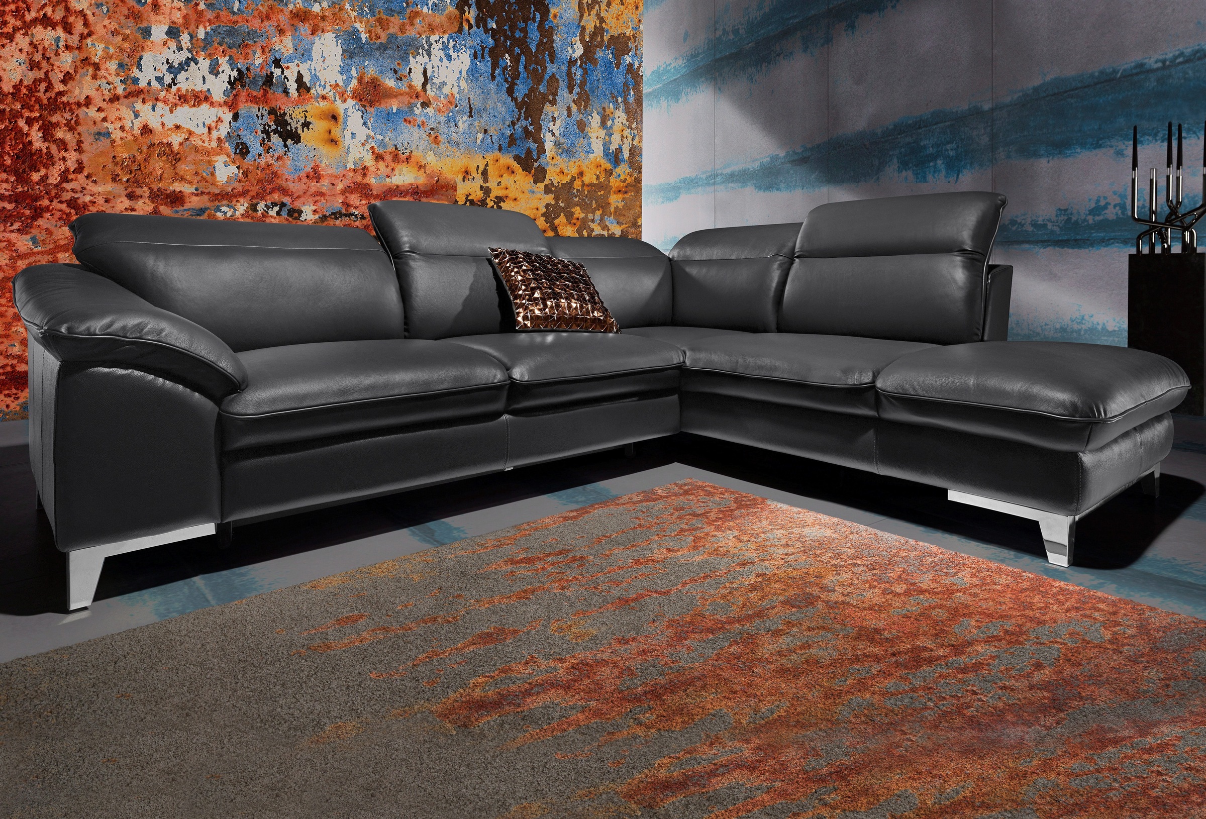 COTTA Polstergarnitur »Teresa L-Form«, (Set), Set bestehend aus: Ecksofa mit Kopfteilverstellung & Hocker