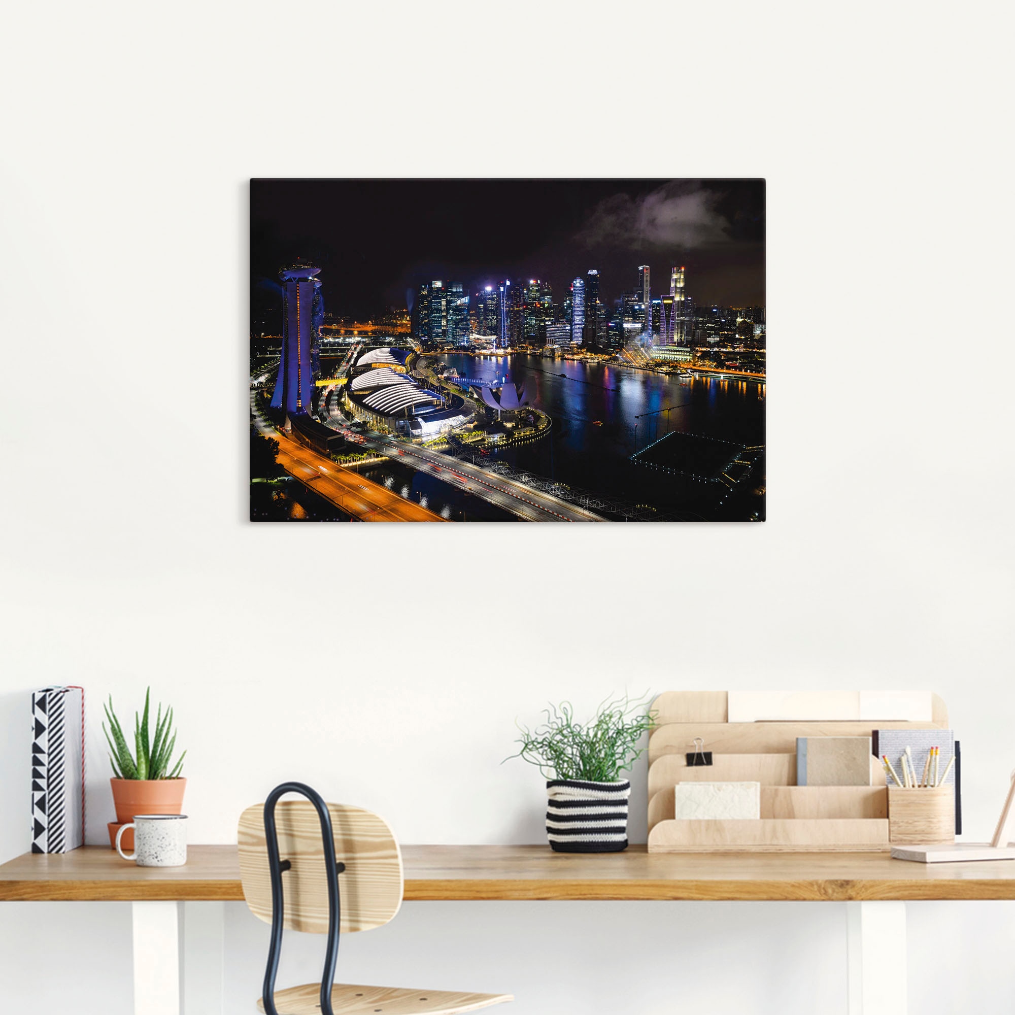 Artland Leinwandbild »Singapur bei Nacht«, Bilder von Asien, (1 St.), auf Keilrahmen gespannt