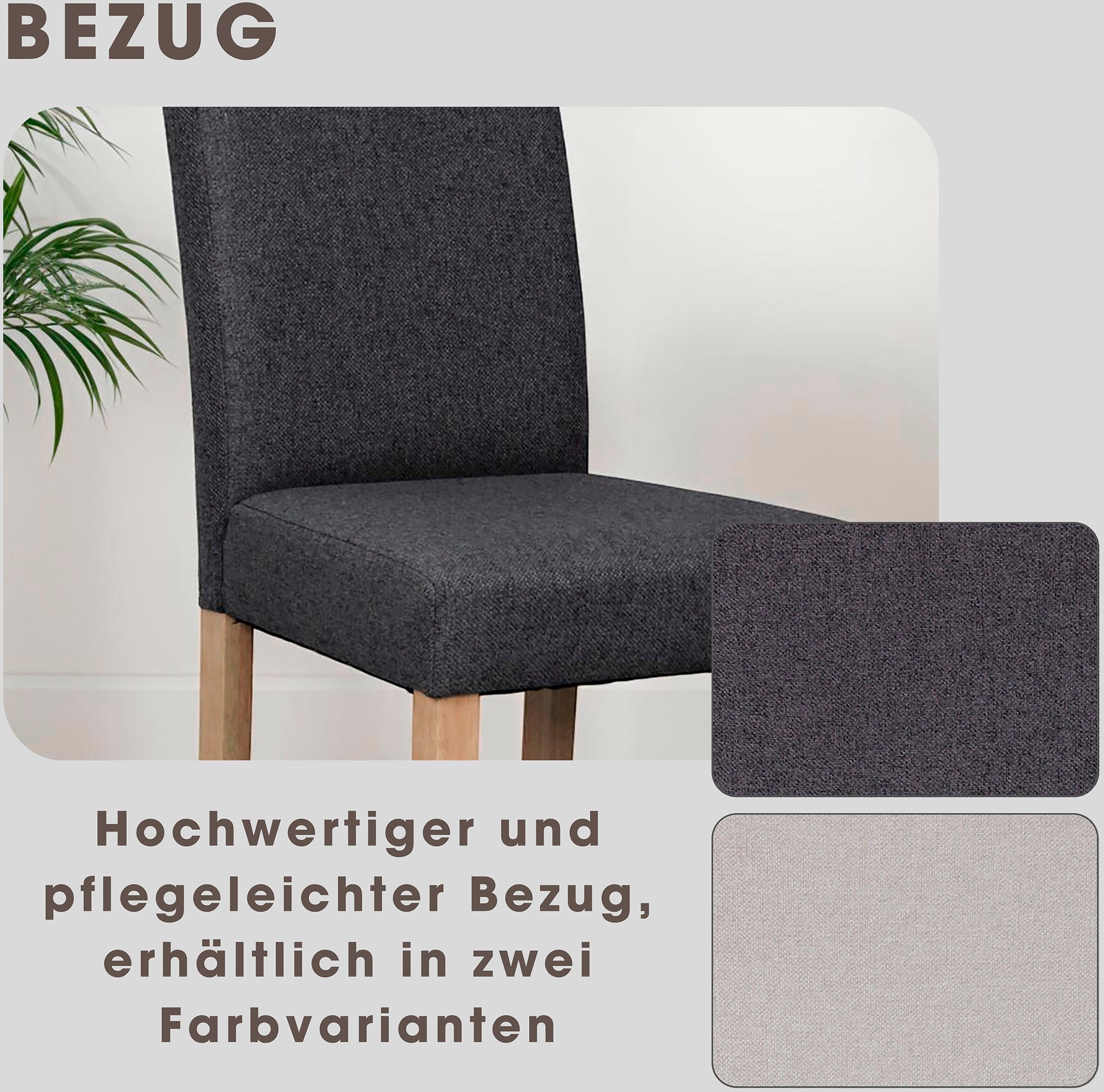byLIVING Esszimmerstuhl »Elias« (Set) 2 Stk.mit Massivholz - Gestell und gemütlicher Schaumstoffpolsterung