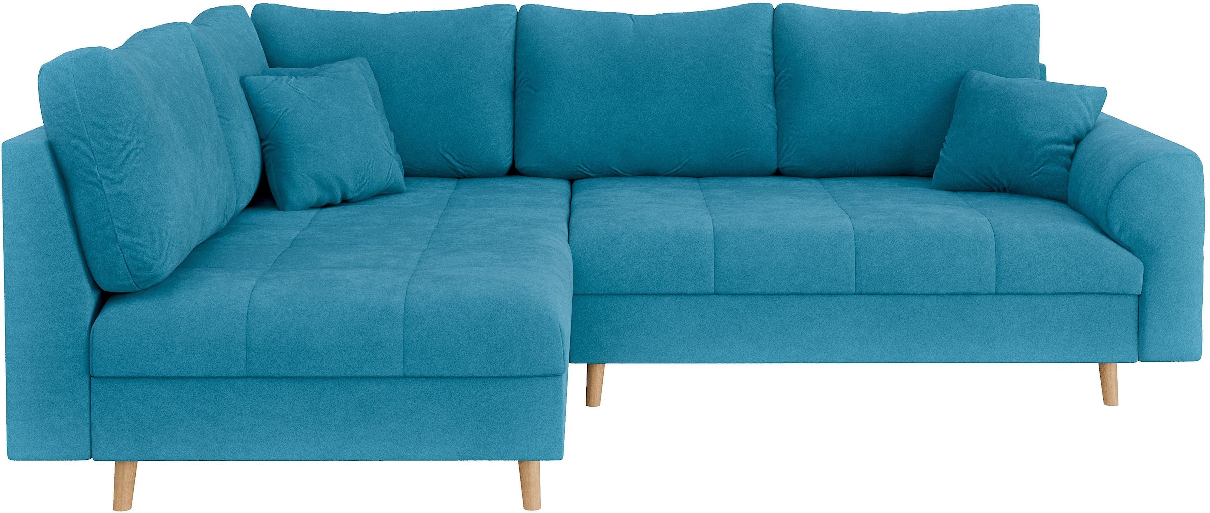 Home affaire Ecksofa »CHARRE L-Form mit Ottomane, Maße B/T/H: 231/161/81 cm«, feine Steppung, lose Rücken- und Zierkissen, auch in Cord und Bouclé