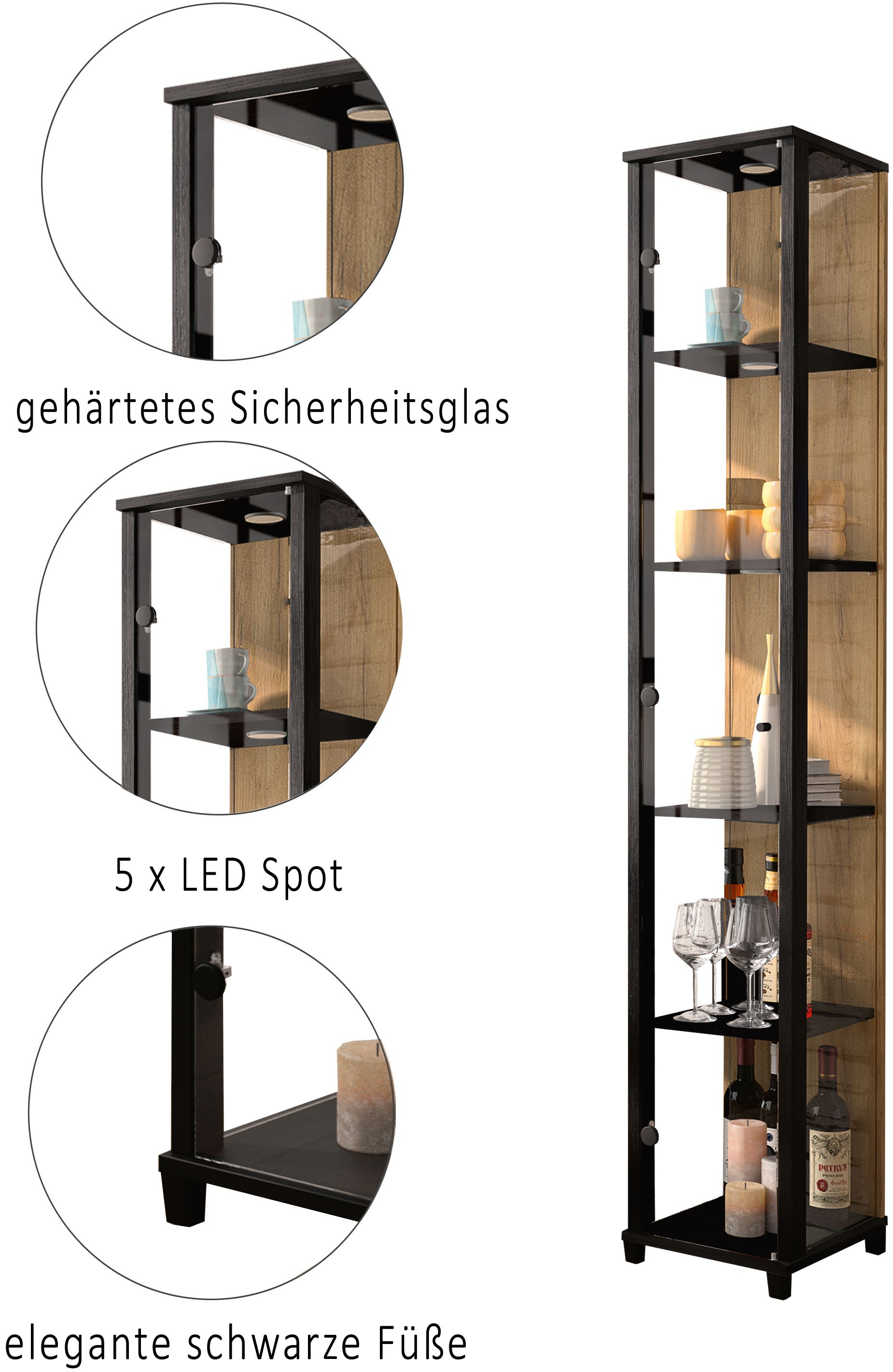 fif möbel Vitrine »OPTIMA«, Standvitrine, Vitrinenschrank, Glasvitrine, Sammlervitrine