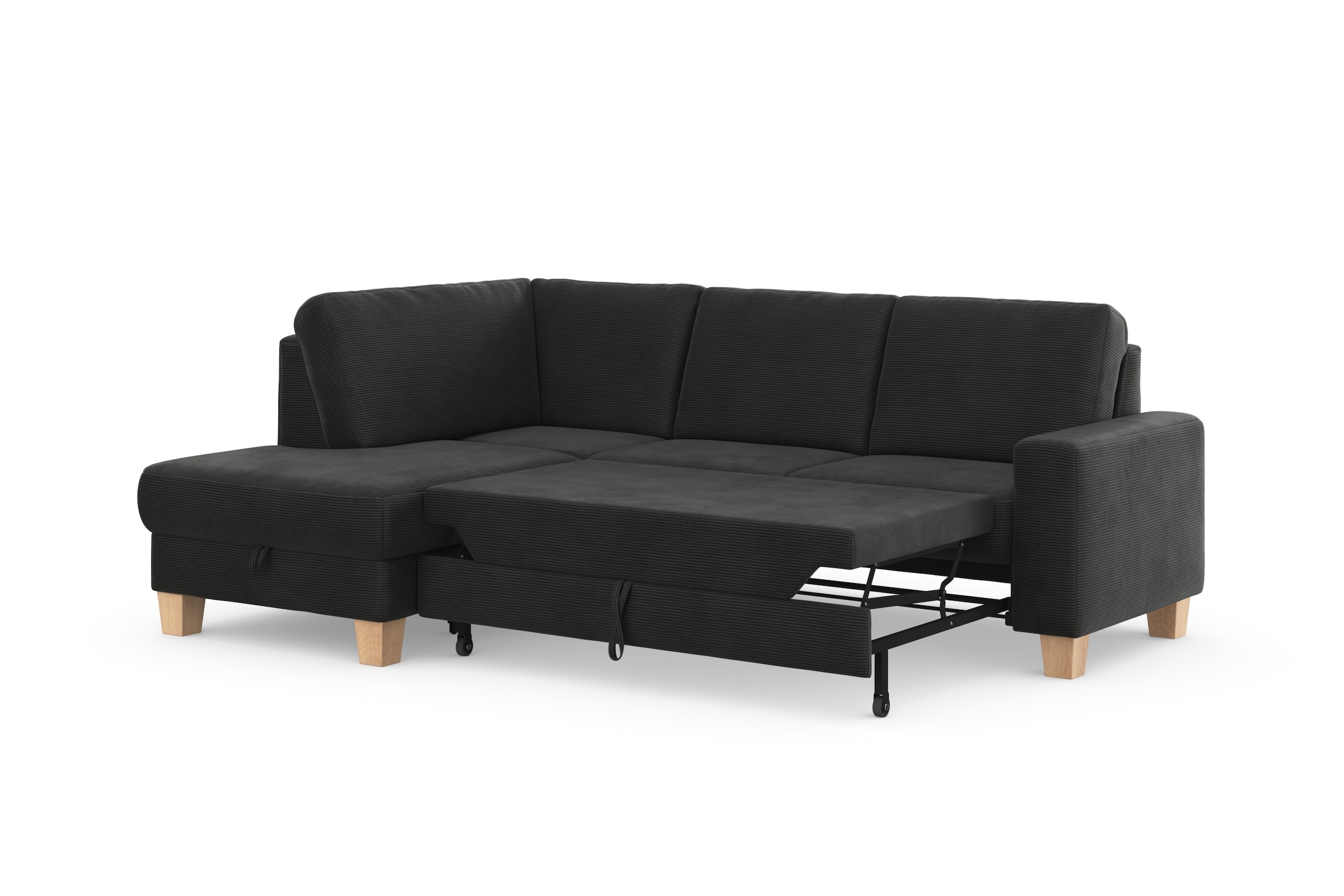 Home affaire Ecksofa »Summer L-Form«, mit Ottomane, wahlweise mit Bettfunktion und Bettkasten, Cord-Bezug