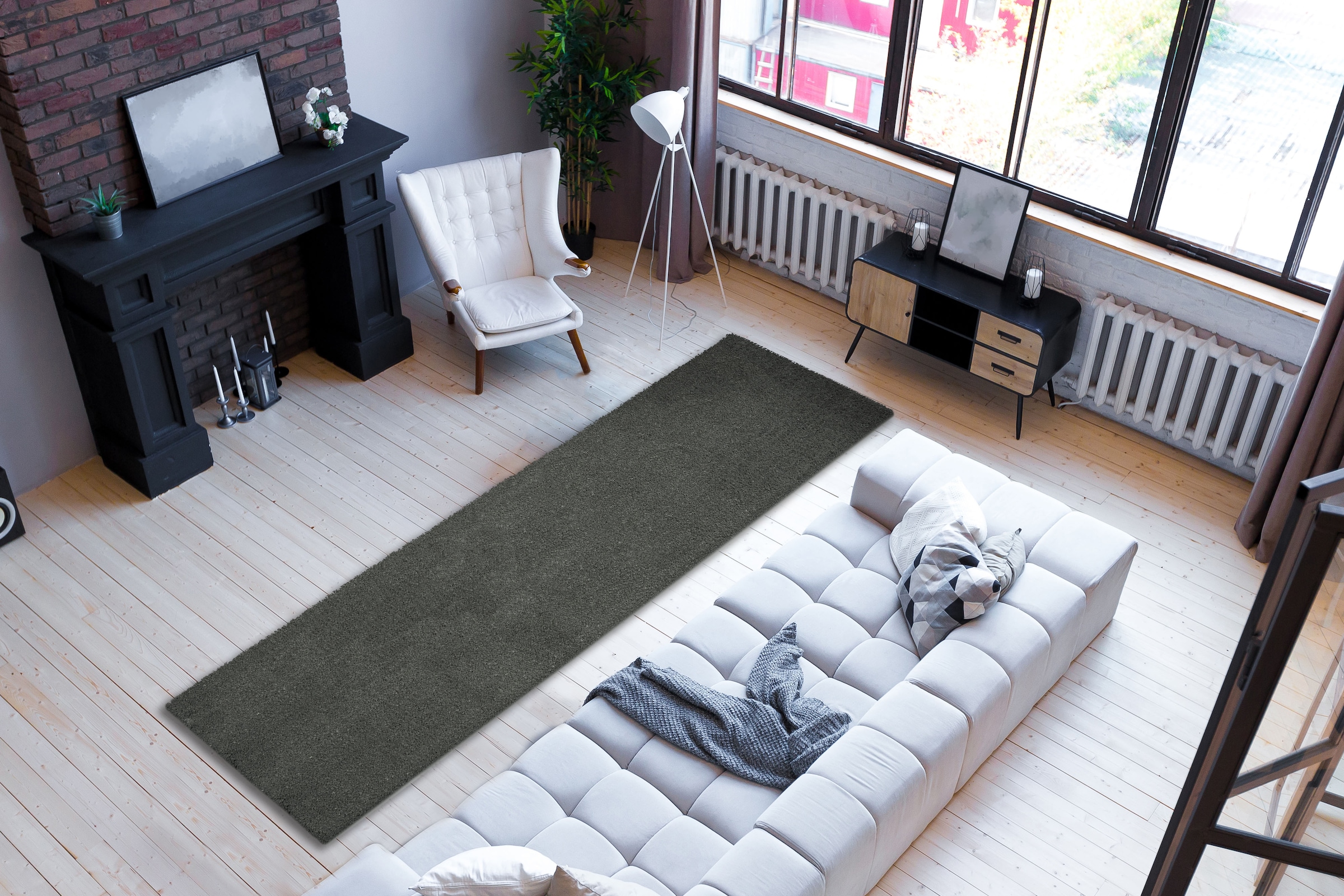 andas Hochflor-Läufer »Ilvi«, rechteckig, 31 mm Höhe, extra flauschig, Mikrofaser, Läufer, Brücke, einfarbig, weich