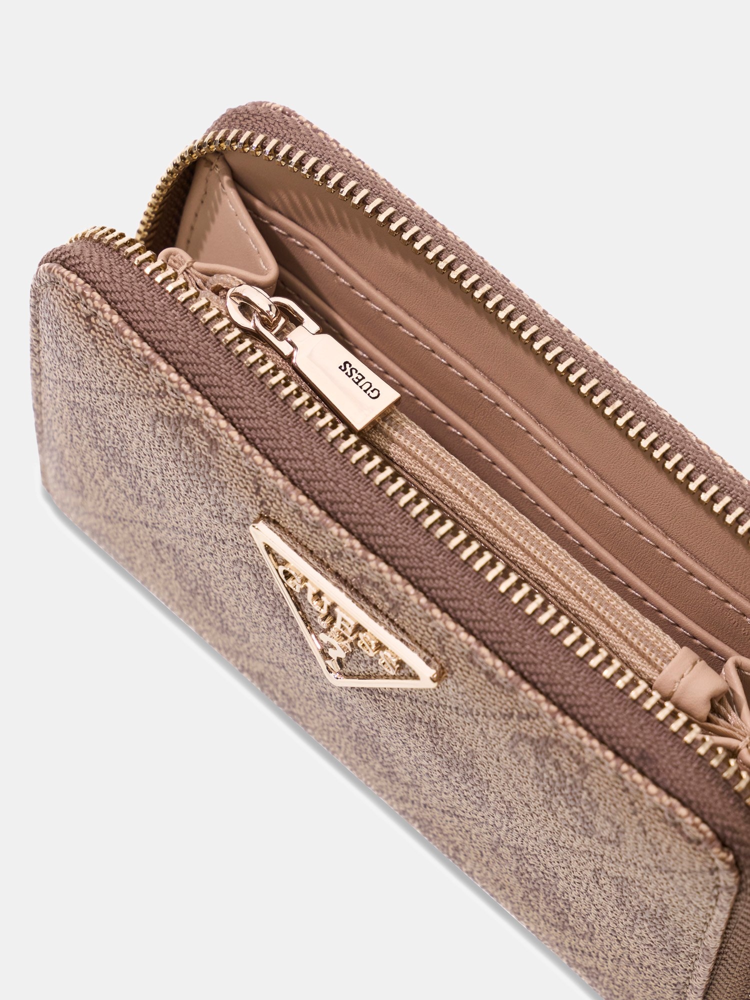 Guess Geldbörse »LAUREL II SLG MED ZIP AROUND« Damen Geldbeutel, Portemonnaie, Money Pocket mit Dreieckslogo