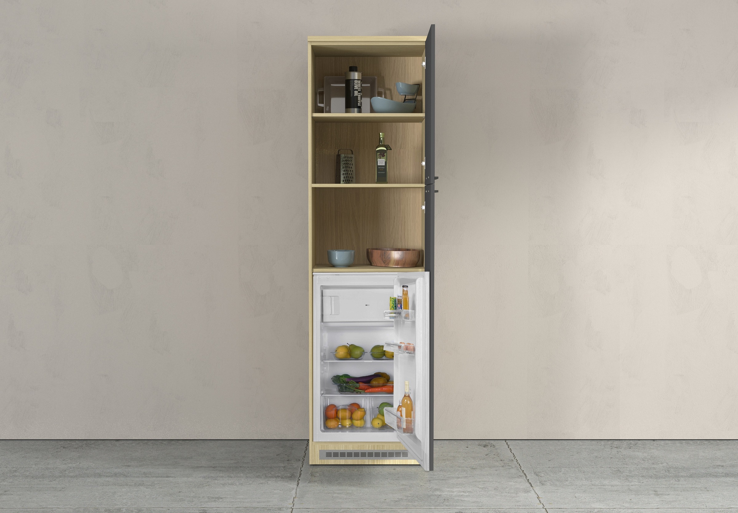 KOCHSTATION Kühlumbauschrank »Luna, Kühlschrank-Umbau, Einbauschrank für Kühlschrank, Made in Italy« B/T/H: 60×60×214,5 cm, für zwei Kühlschrankhöhen vorbereitet