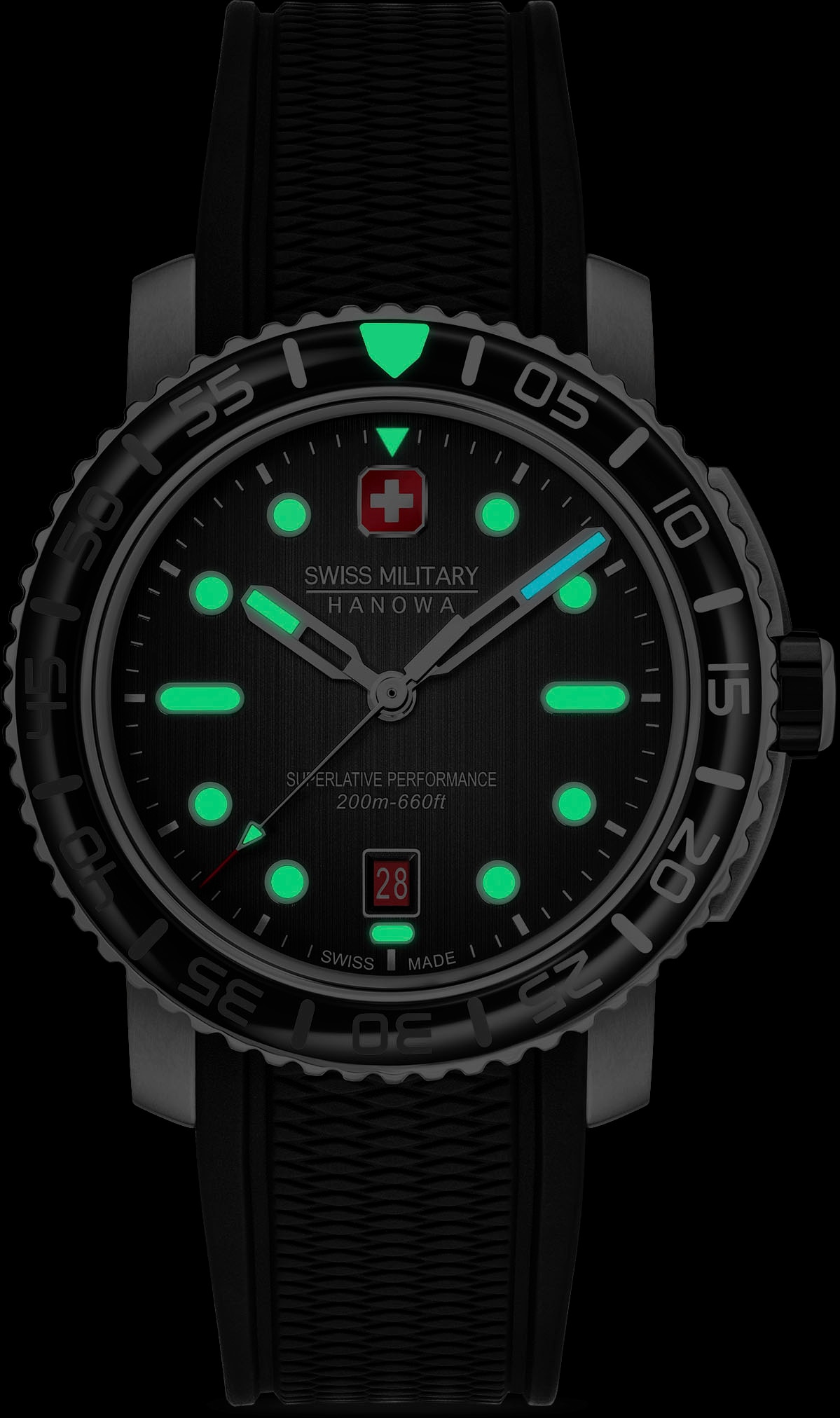 Swiss Military Hanowa Quarzuhr »BLACK MARLIN, SMWGN0001701«, Armbanduhr, Herrenuhr, Schweizer Uhr, Swiss Made, Datum, Saphirglas