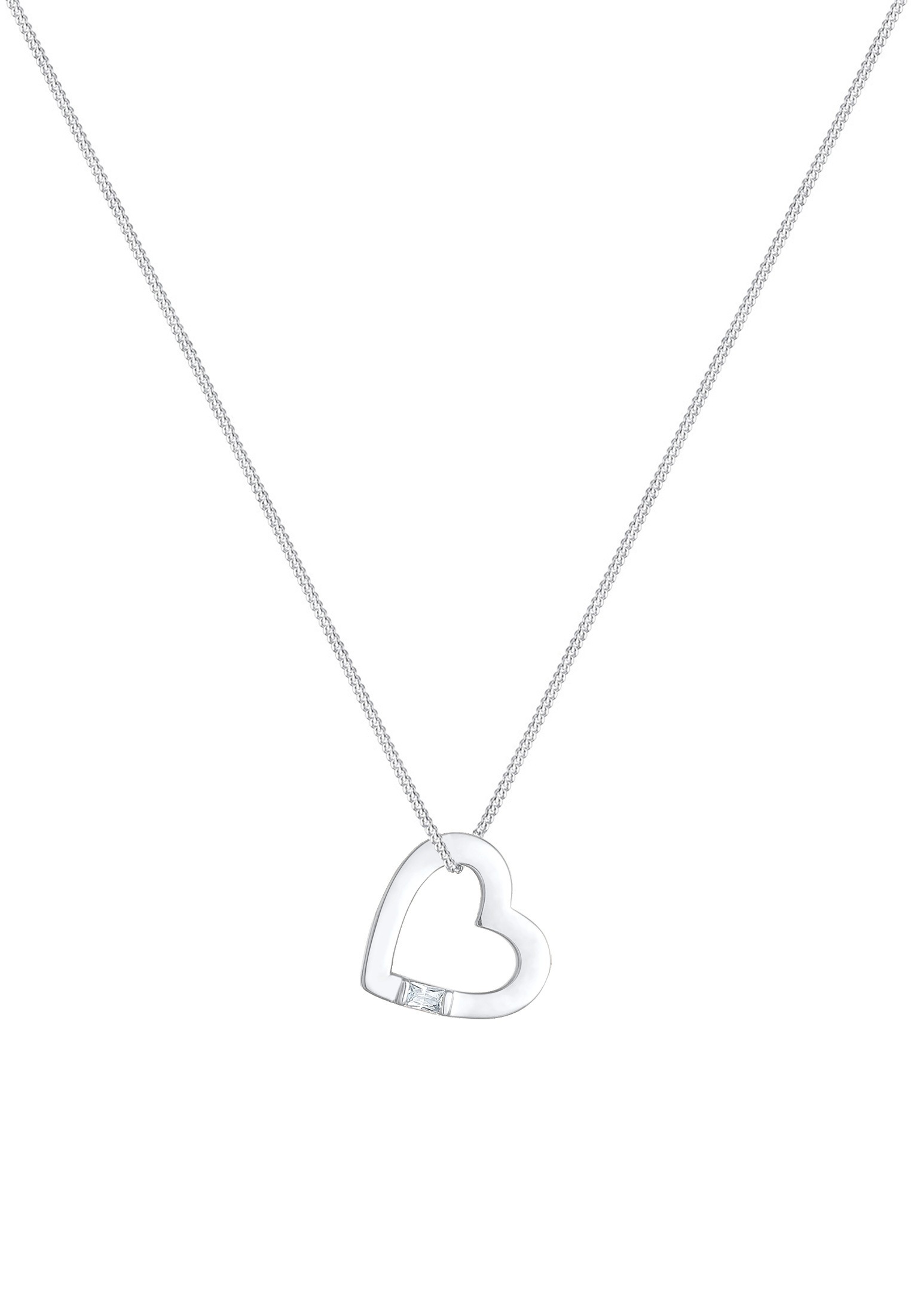 Elli Silberkette »Halskette Herz Zirkonia Anhänger Cut Out 925 Silber«