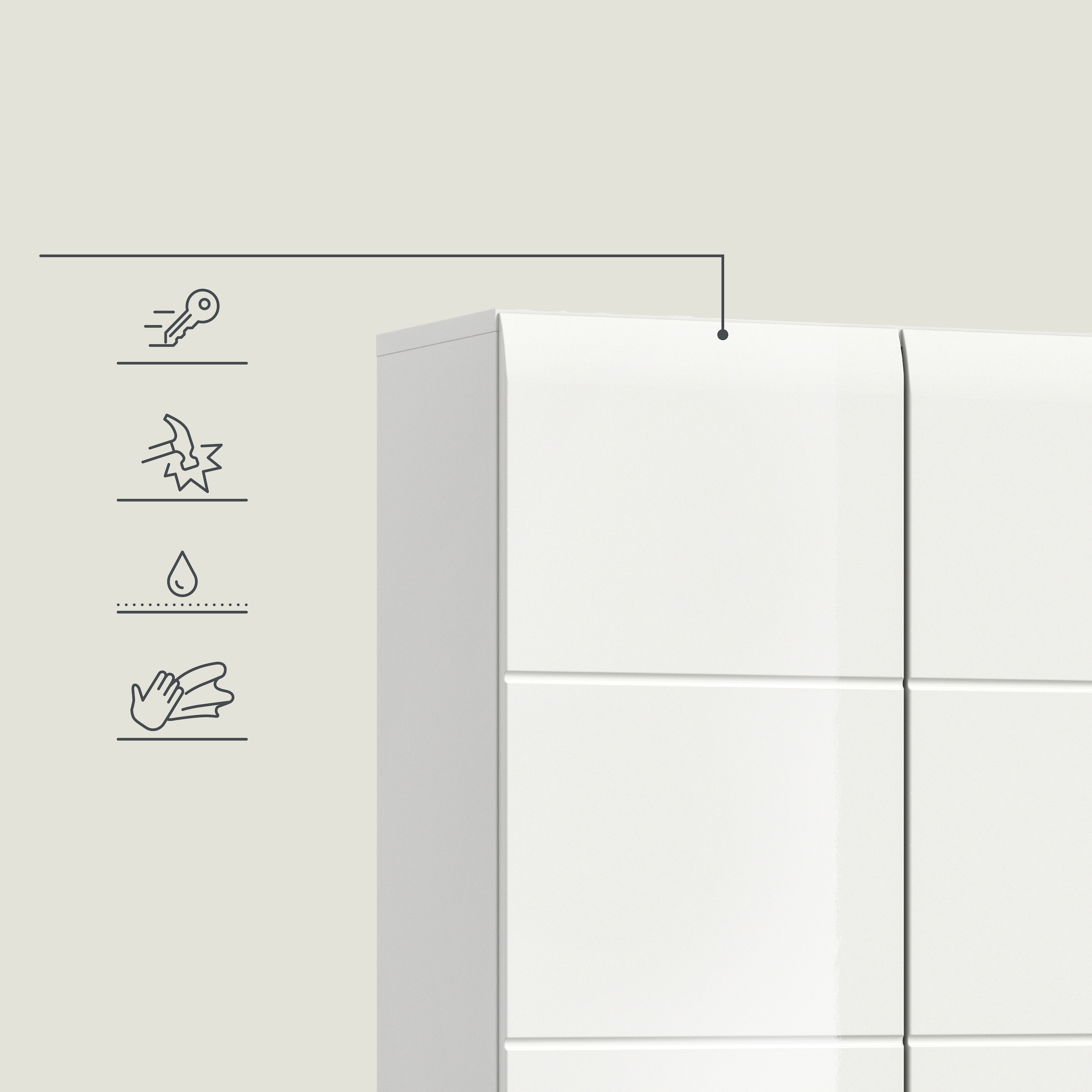 welltime Stauraumschrank 1 Stk. tlg. Florenz, Mehrzweckschrank, Weiß Hochglanz Tiefzieh, 13 Fächer