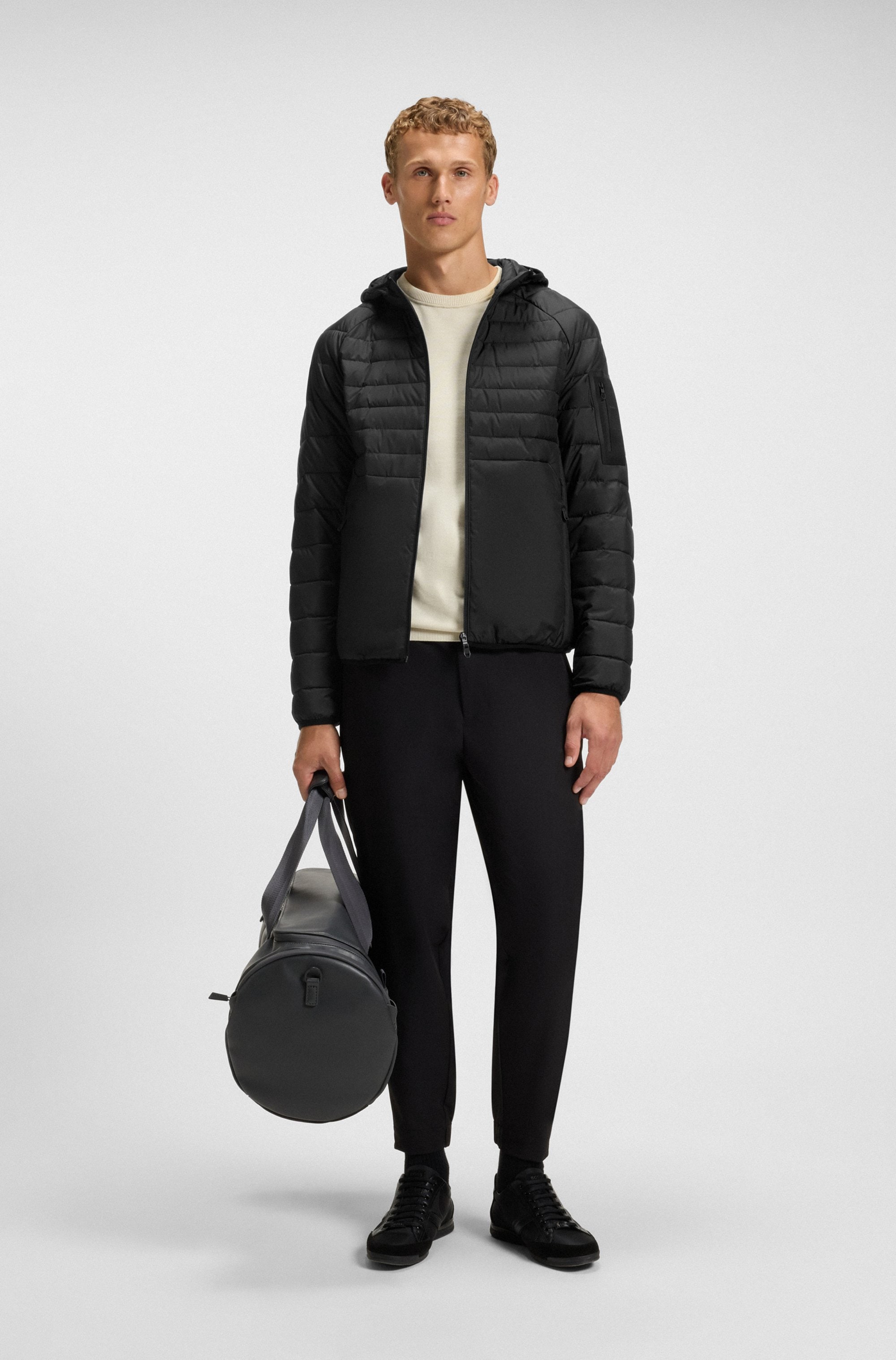 BOSS GREEN Steppjacke, mit Kapuze, Kapuze, Regular Fit, reflektierende Details