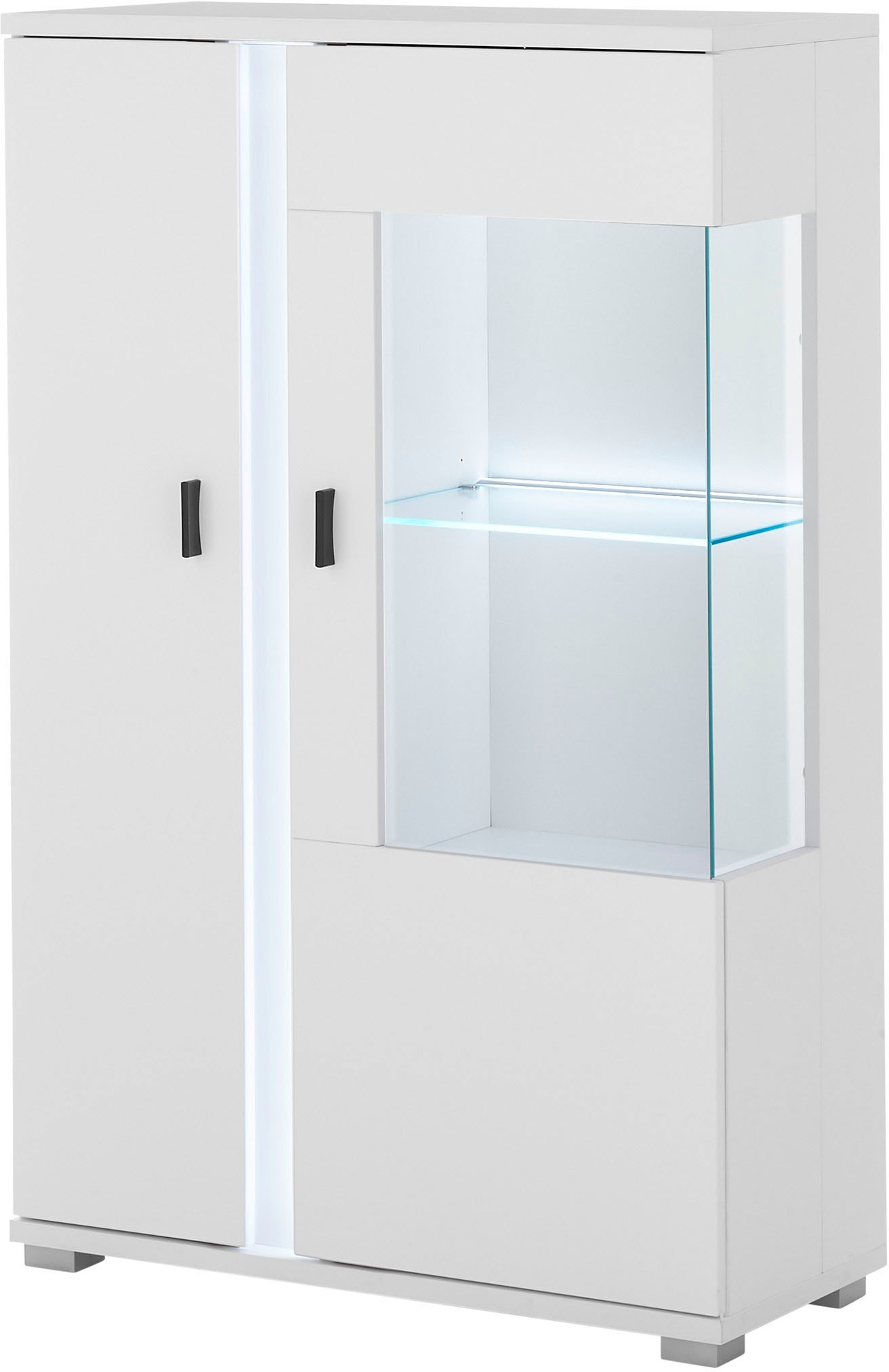 Home affaire Vitrine »LONG ISLAND, Stauraumvitrine« 1 Stk. tlg. in moderner Trendfarbe,inklusive senkrechter Beleuchtung,Breite 80 cm