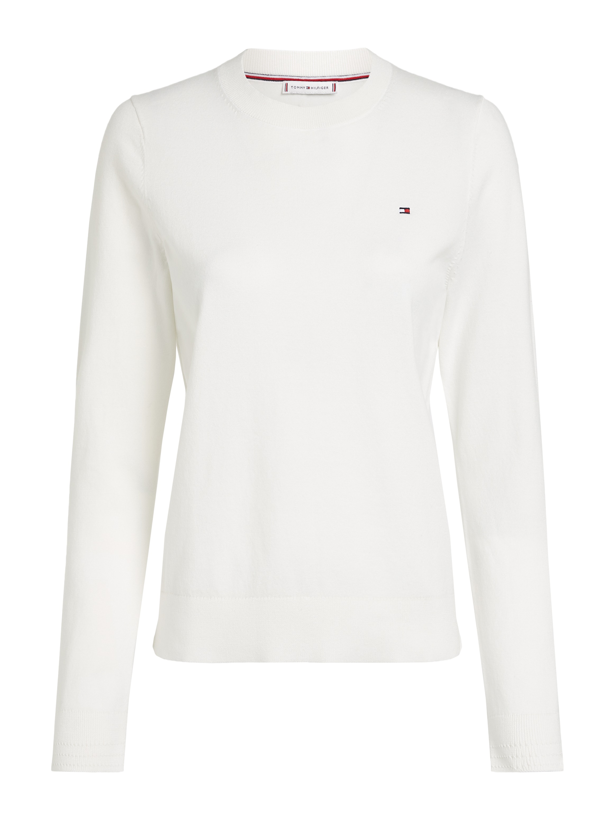 Tommy Hilfiger Rundhalspullover »CO JERSEY STITCH LS C-NK SWT«, mit Logostickerei