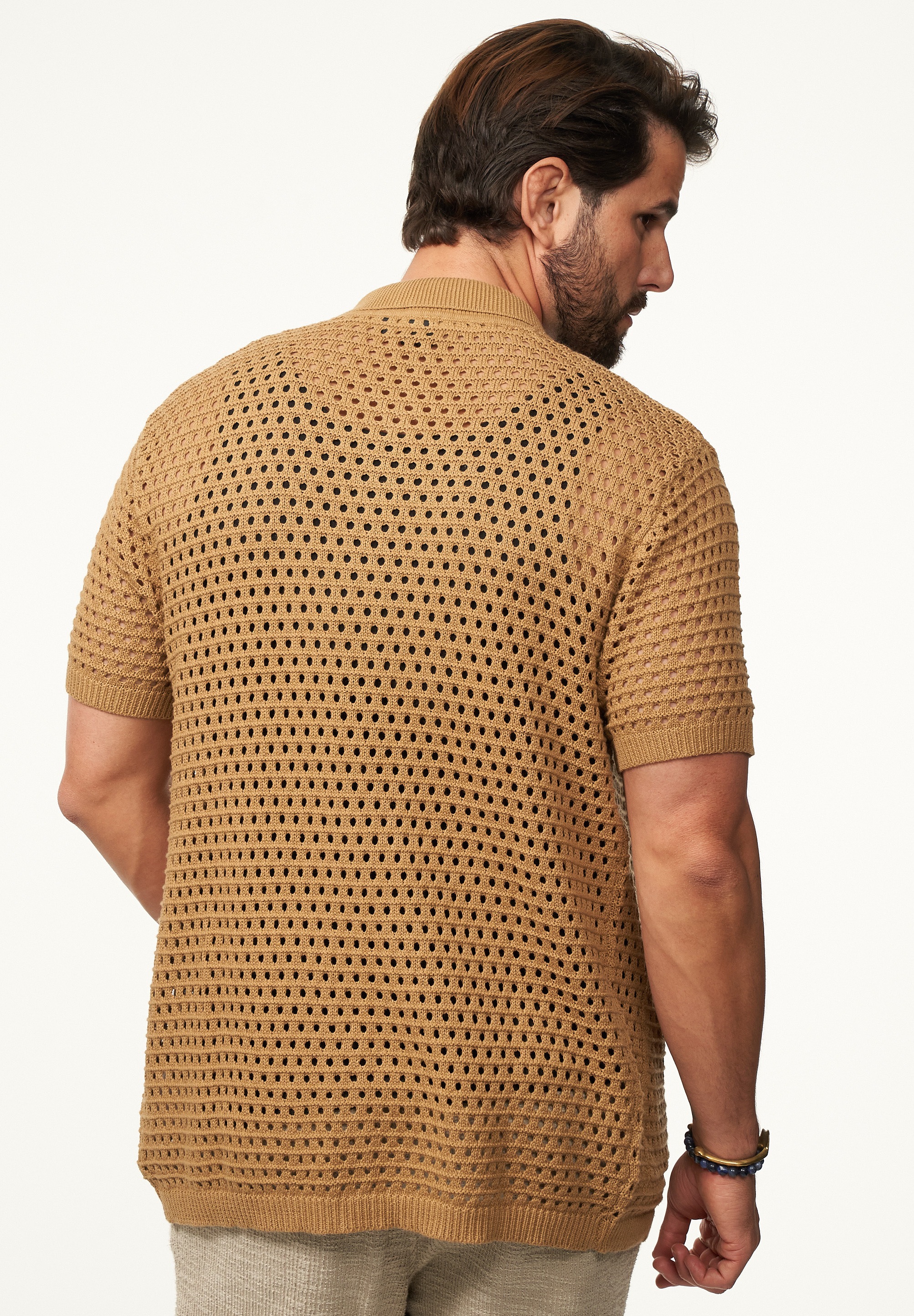 SOULSTAR Poloshirt »Kurzarm Strickhemd im Cardigan Stil mit Knopfleiste für Herren« Herren Kurzarm Strick Polo-Hemd Cardigan T-Shirt