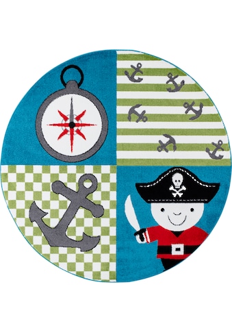 Kinderteppich »Kids 450«, rund, Piraten und Seeräuber Motiv