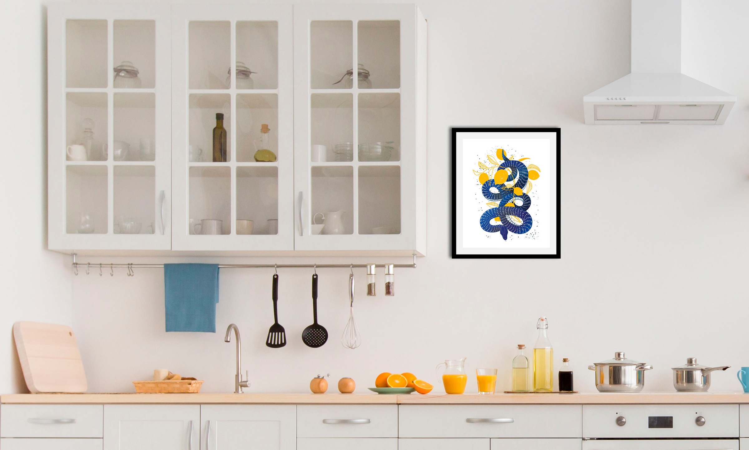 queence Bild »Lemon Snake«, Obst-Obst Bilder-Schriftzug-Figuren-Tiere-Reptilien, (1 St.), gerahmt