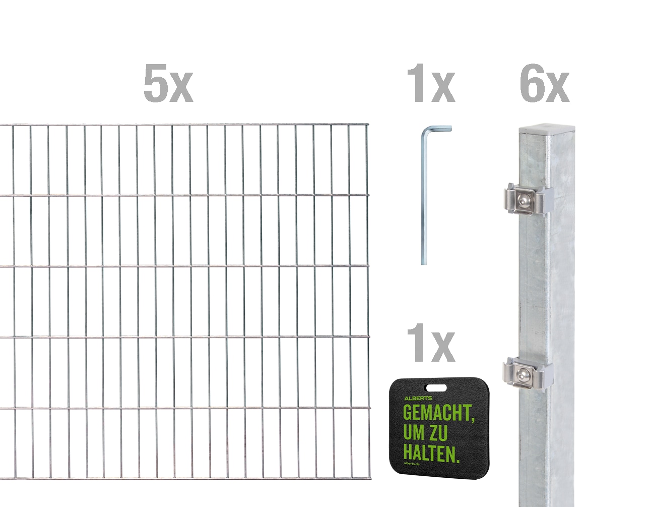 Alberts Doppelstabmattenzaun »Grundset«, Höhe: 80-160 cm, Gesamtlänge: 4-30 m, zum Einbetonieren