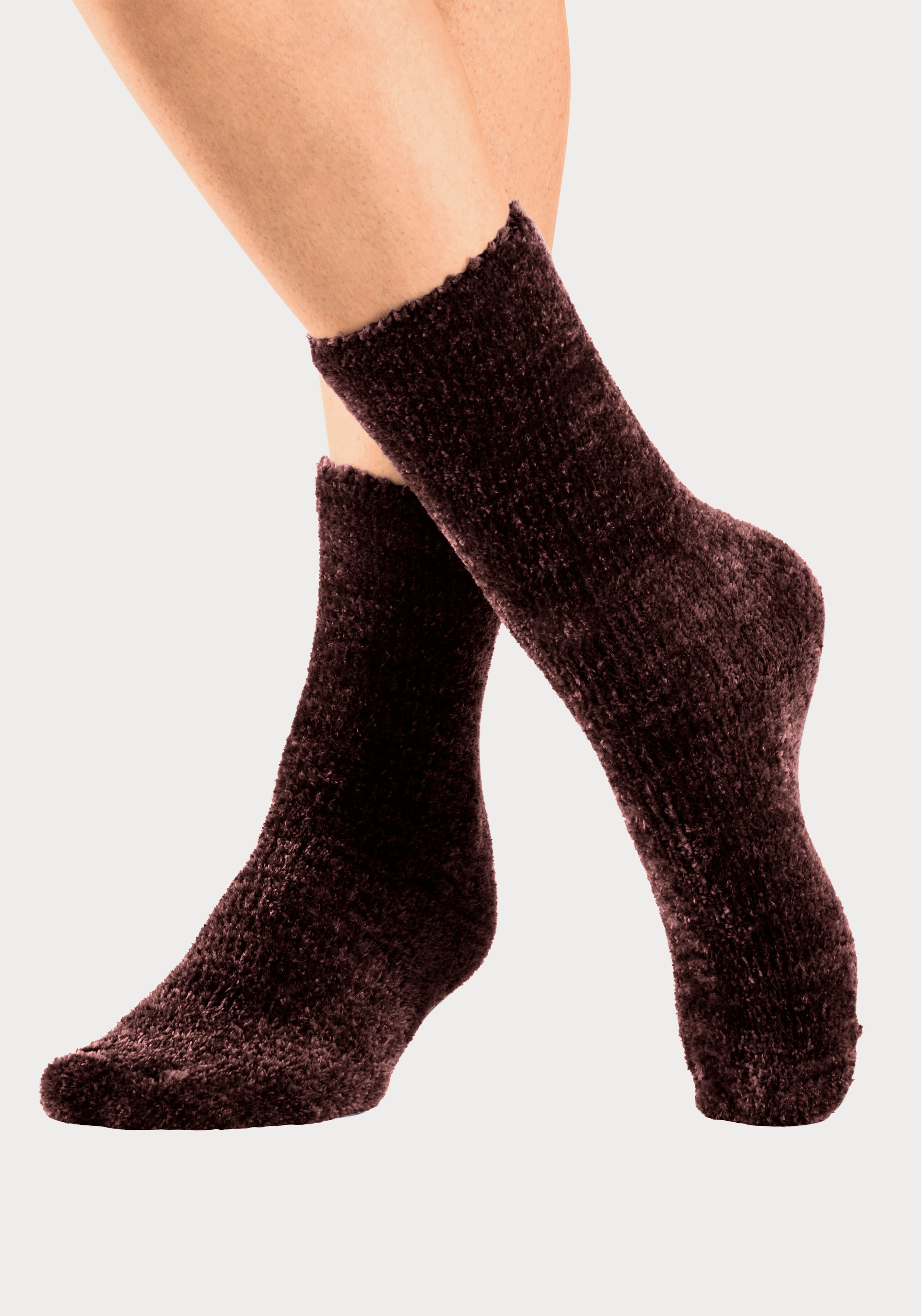 Lavana Kuschelsocken »Bettsocken«, (Packung, 5 Paar), mit weichem, leicht glänzendem Chenillegarn