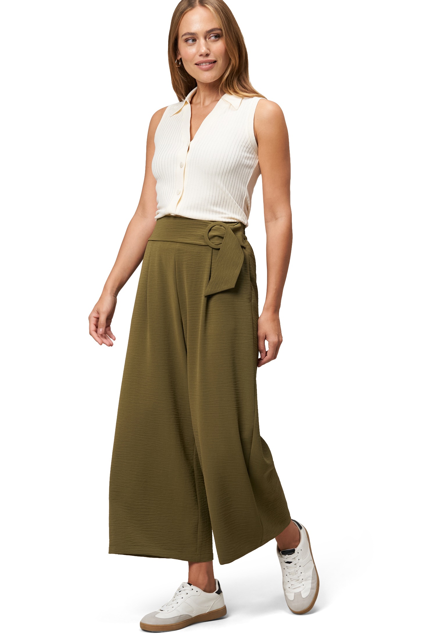 Zero Stoffhose »Hose mit weitem Bein und Gürtel 26 Inch«