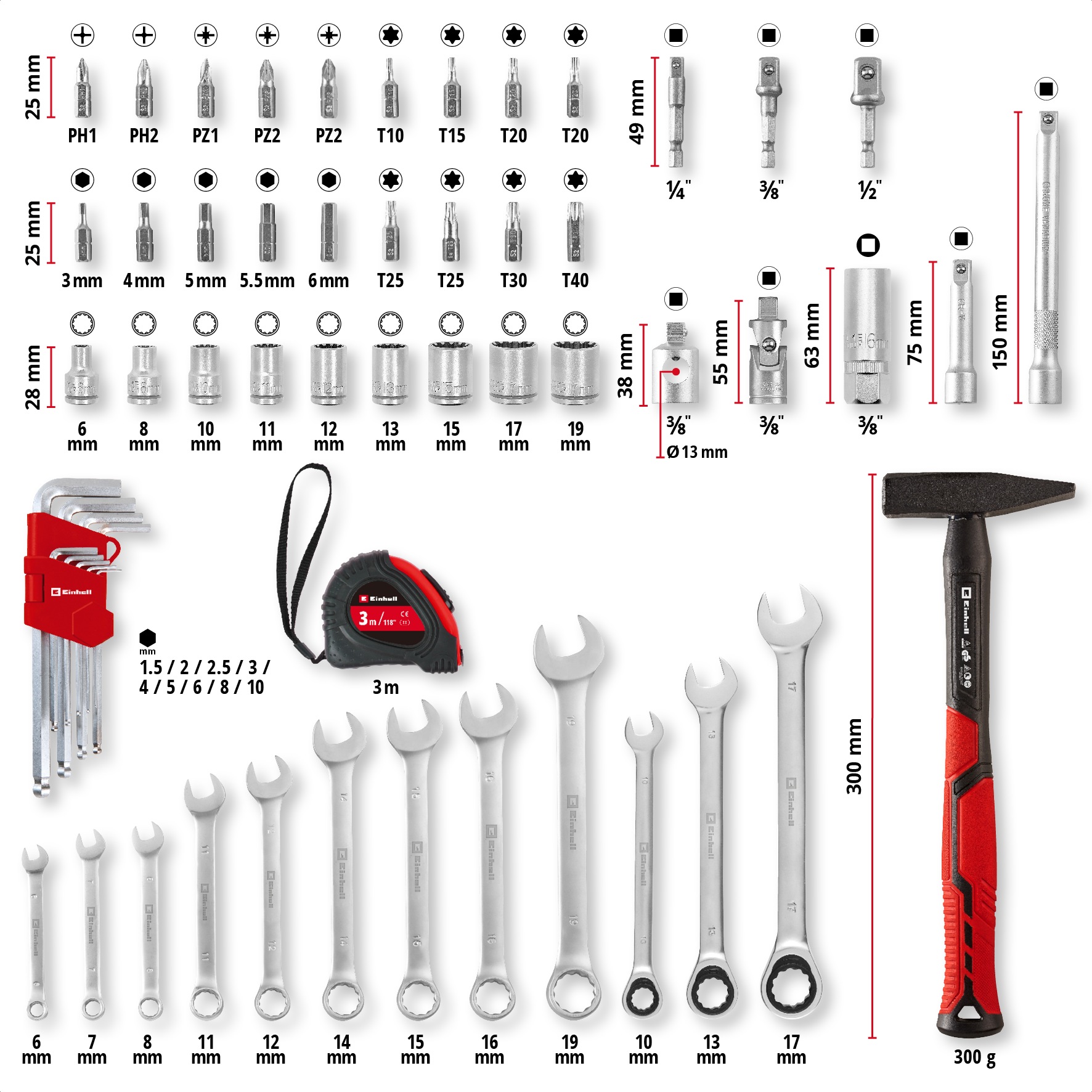 Einhell Werkzeugset »E-CASE« 80 Stk. tlg. Kompatibel mit dem Einhell E-Case System
