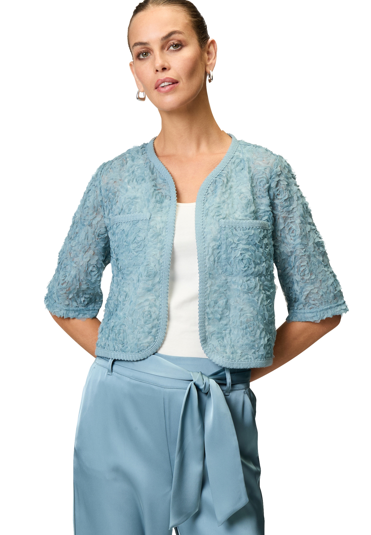 Zero Boleroblazer »Bolero mit 3D Blumen«