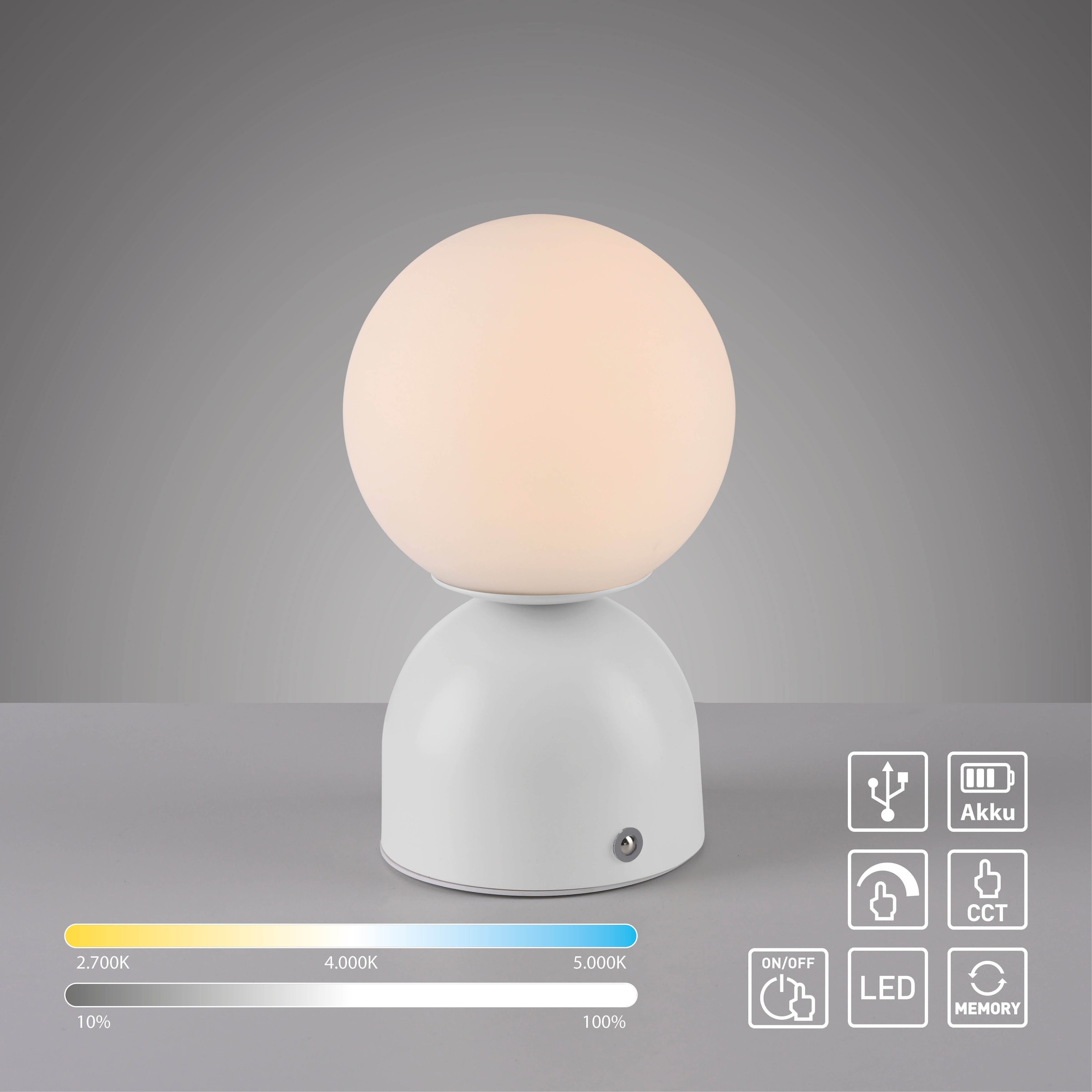 SCHÖNER WOHNEN-Kollektion LED Tischleuchte »RUDI« LED-Board 1 Stk. warmweiß - kaltweiß SCHÖNER WOHNEN Kollektion, CCT 3000-6000K, Touchdimmer, Memoryfunktion