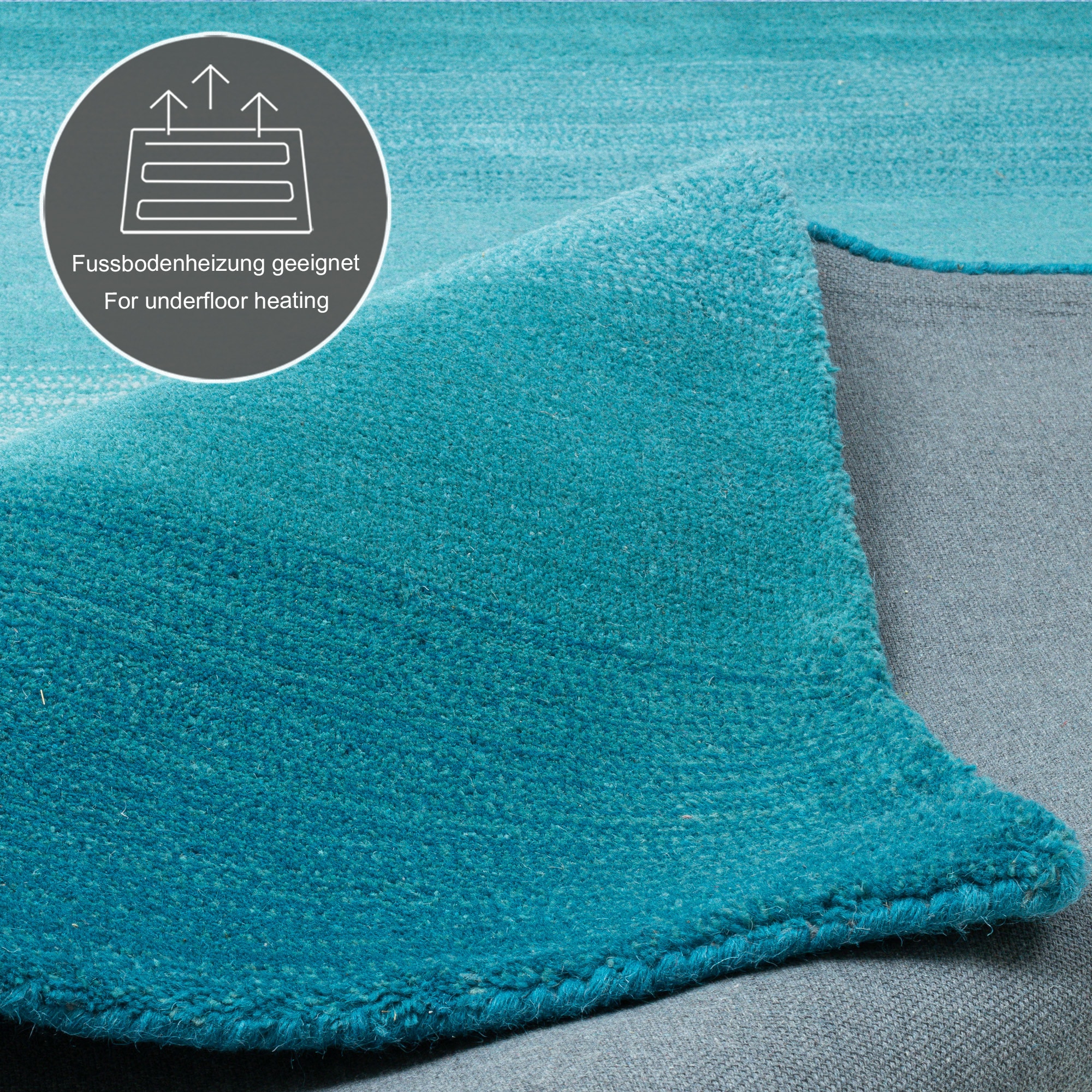 THEKO Wollteppich »Wool Comfort« rechteckig 15 mm Höhe Handweb Teppich, reine Wolle, handgewebt, brilliante Farben, Scandi