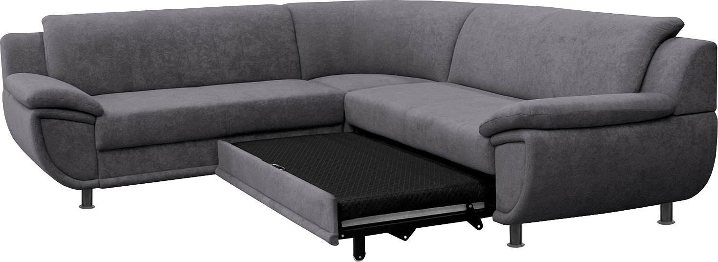 TRENDMANUFAKTUR Ecksofa »Rondo wahlweise mit Schlaffunktion, 267x247 cm (BxT), breite Armlehnen« L-Form, wahlweise mit Federkern bestellbar, Füße schwarz