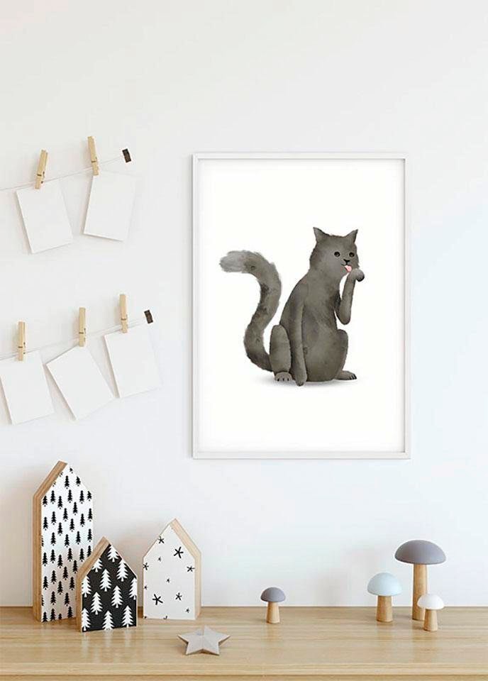 Poster »Cute Animal Cat«, Tiere, (1 St.), Kinderzimmer, Schlafzimmer, Wohnzimmer