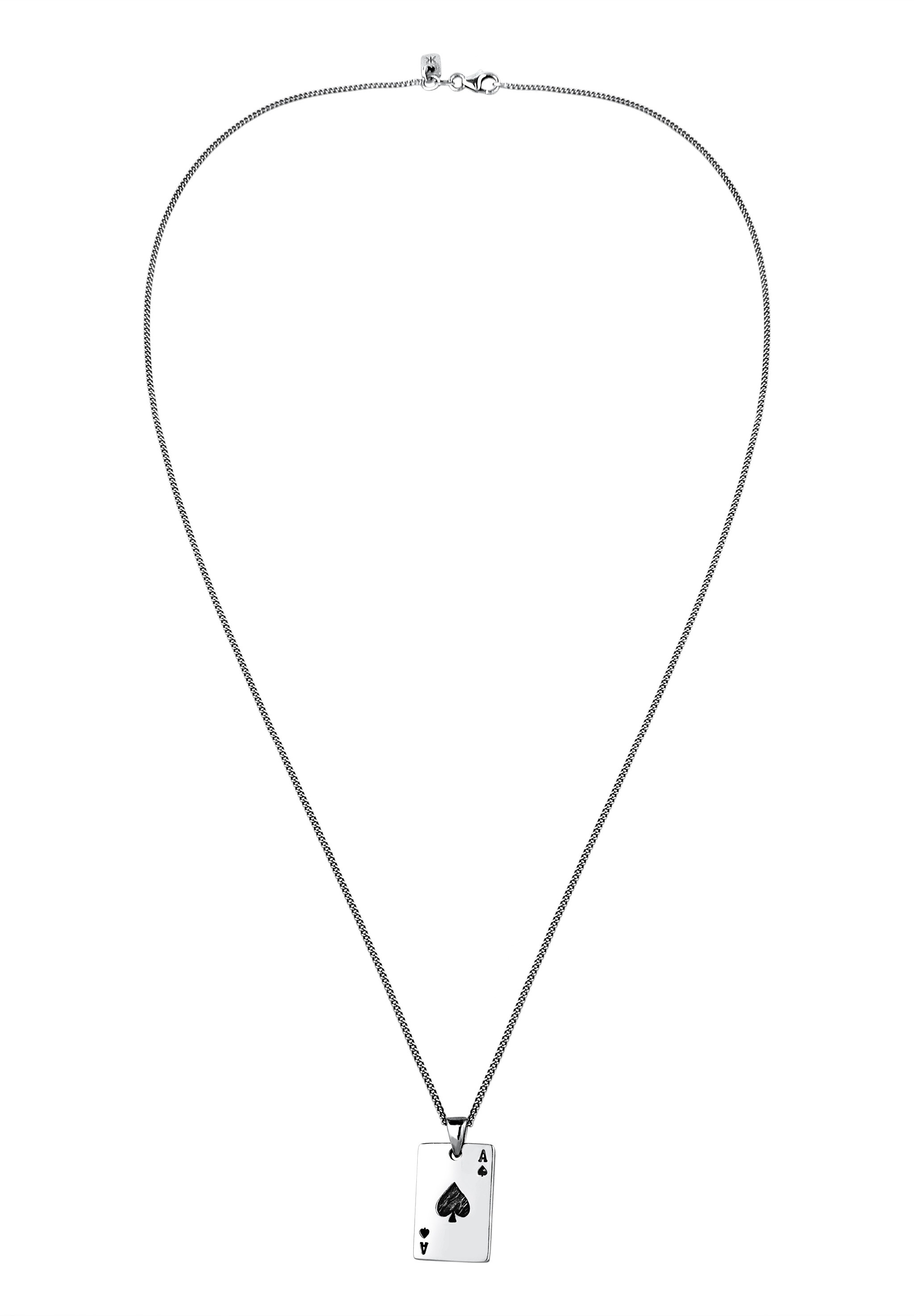 Kuzzoi Kette mit Anhänger »Halskette Anhänger Karte Pik-Ass 925 Sterling Silber«