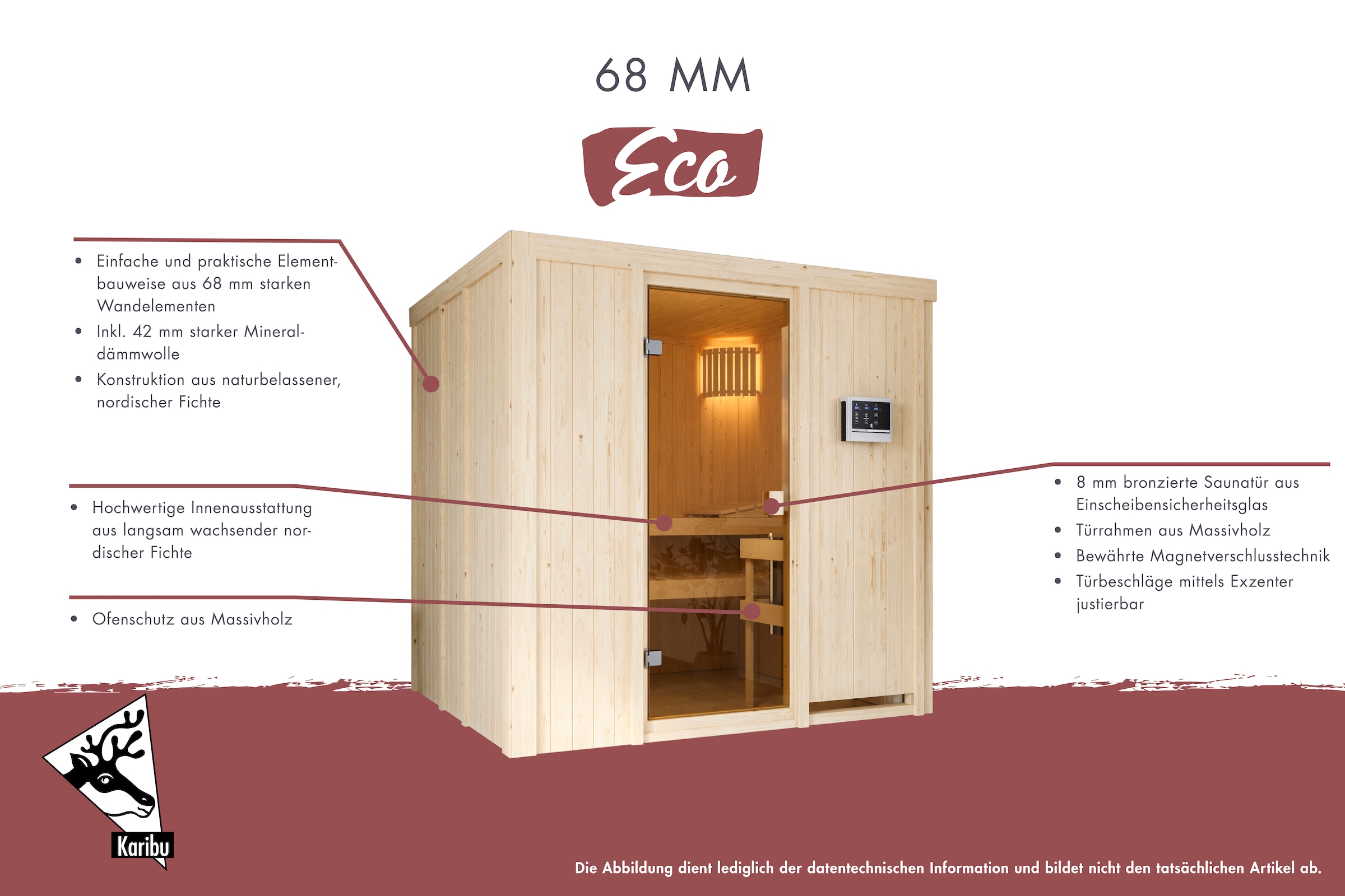 Karibu Sauna »Oulu« Ofen 9 KW externe Strg easy