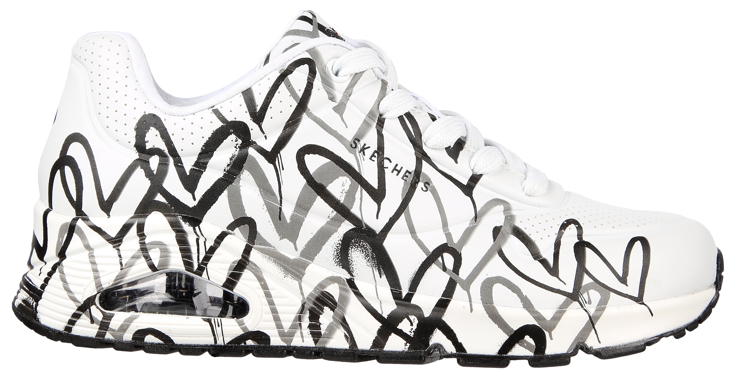 Skechers Wedgesneaker »UNO-SPREAD THE LOVE«, mit auffälligem Graffiti-Print, Freizeitschuh, Halbschuh, Schnürschuh